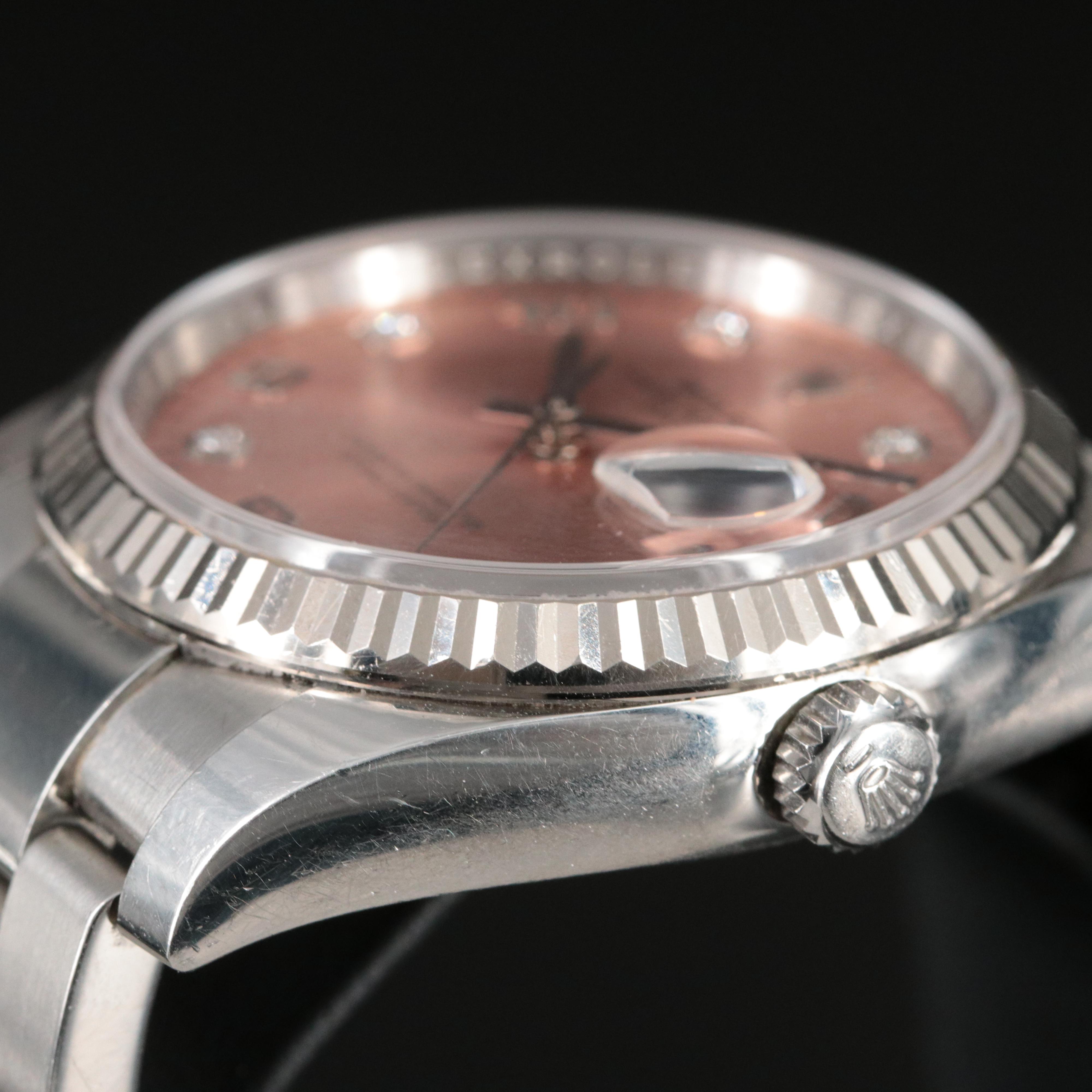 Rolex Oyster Perpetual Date 115234 Diamond Dial Watch