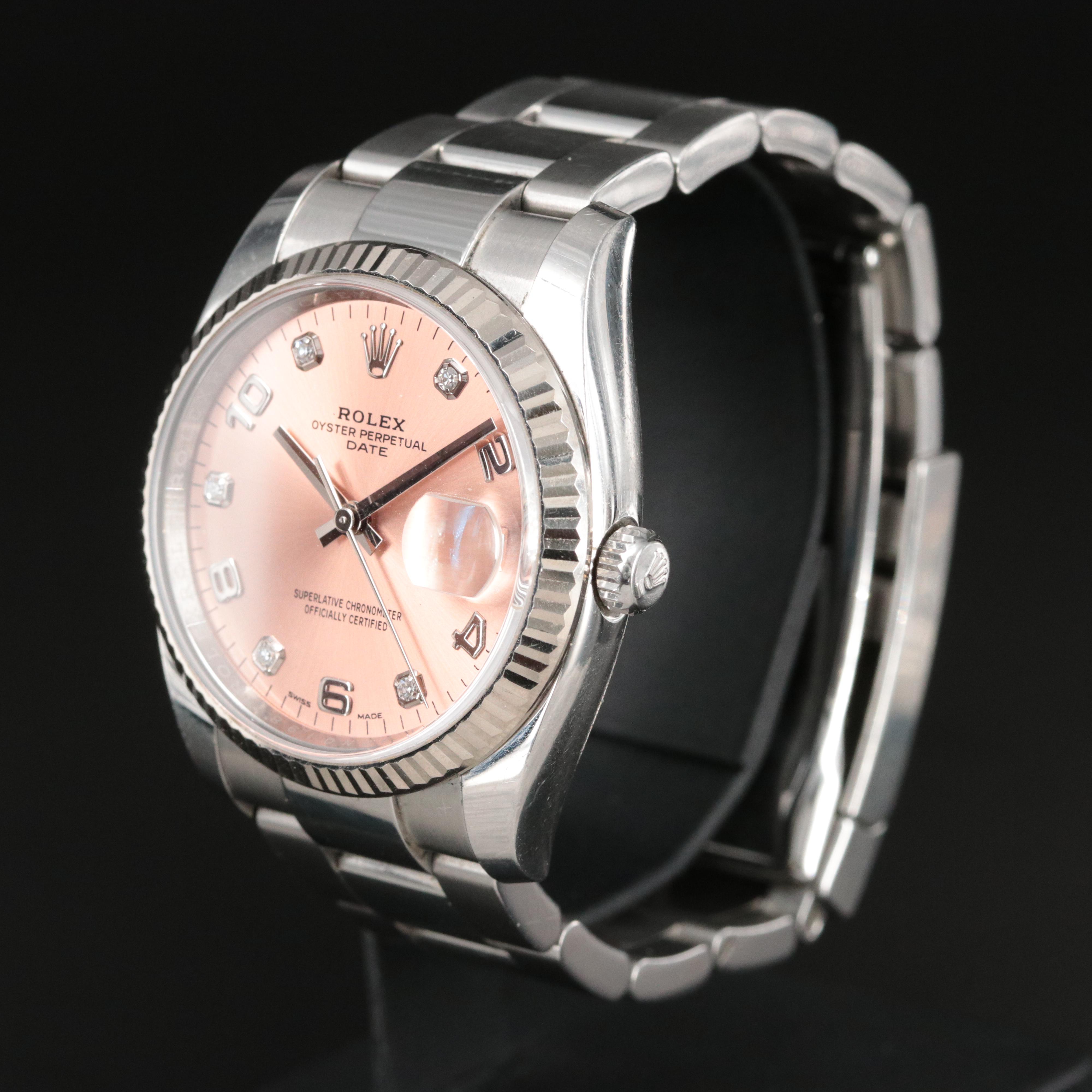 Rolex Oyster Perpetual Date 115234 Diamond Dial Watch