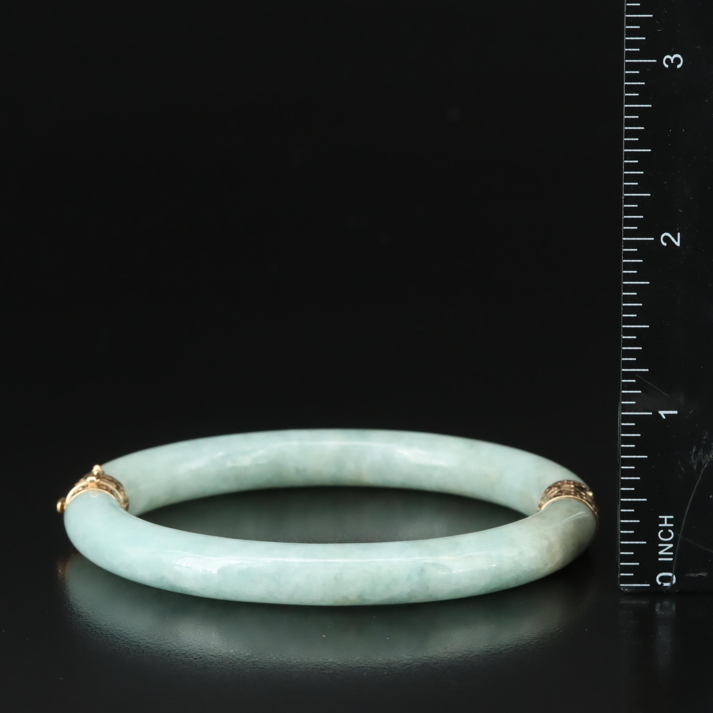 14K Jadeite Hinged Bangle Bracelet