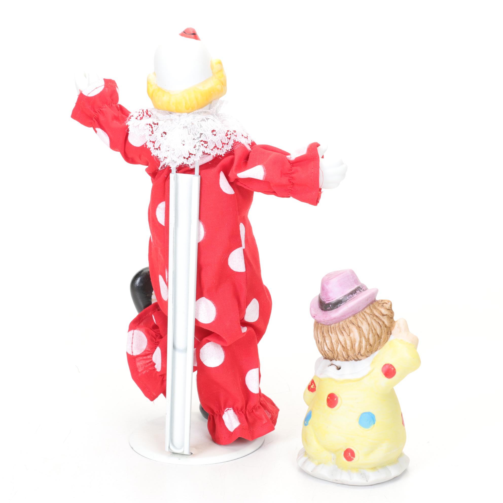 Emmett Kelly Jr. and Sunset House Porcelain Clown Figurines with Circus