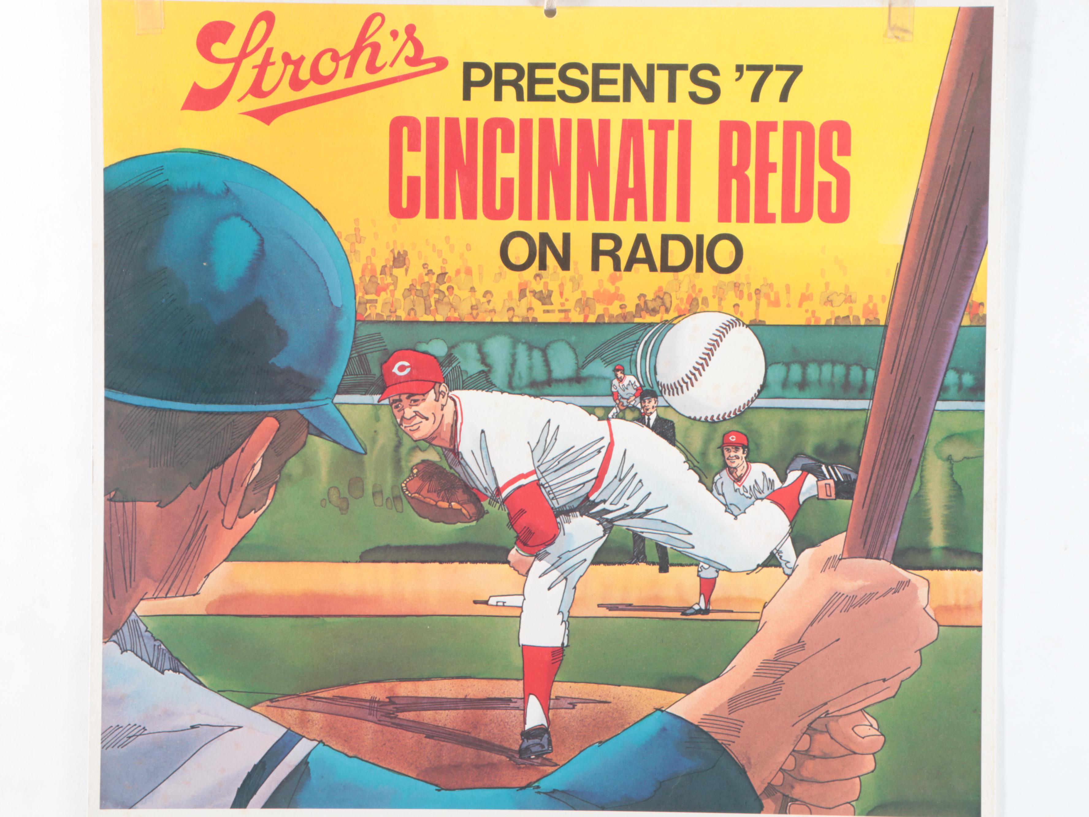 Stroh's Beer Cincinnati Reds Baseball Game Radio Calendar, 1977