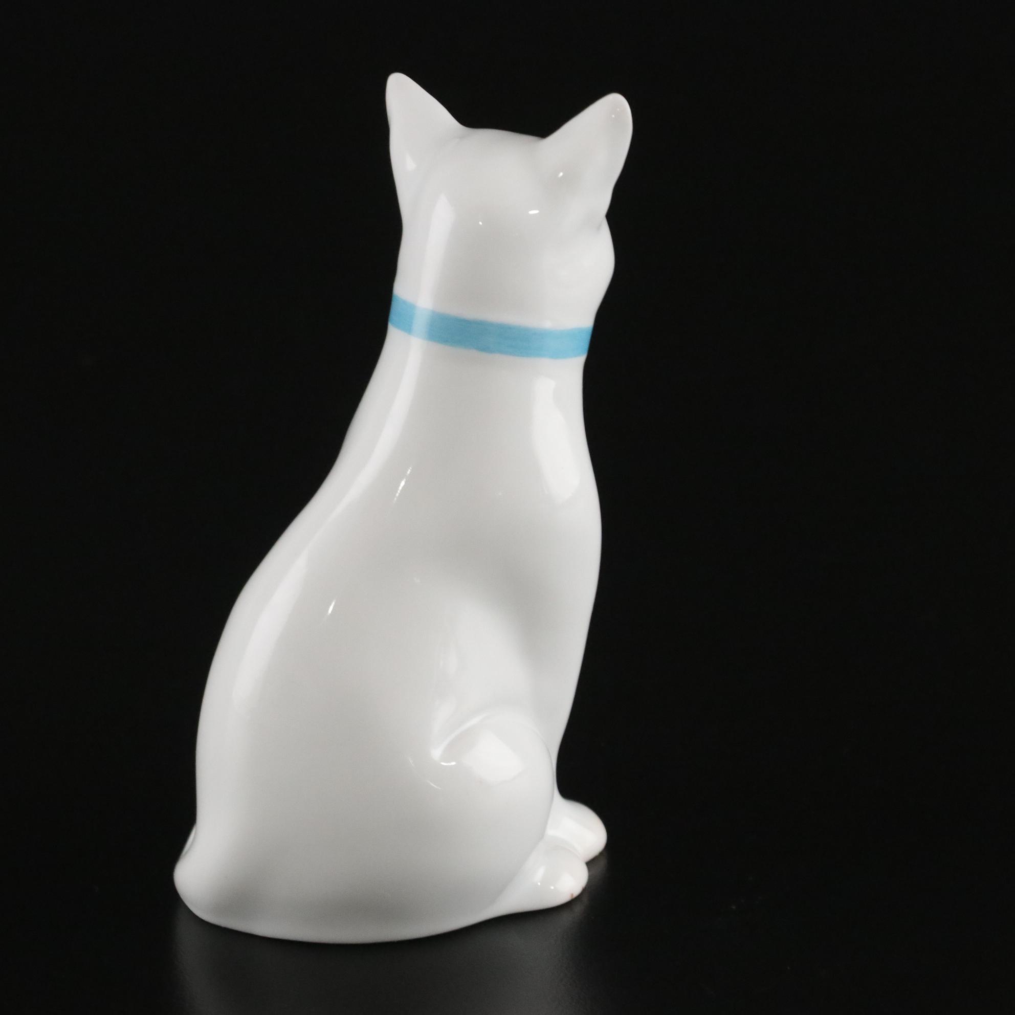 Herend Hand-Painted Porcelain Cat Figurine