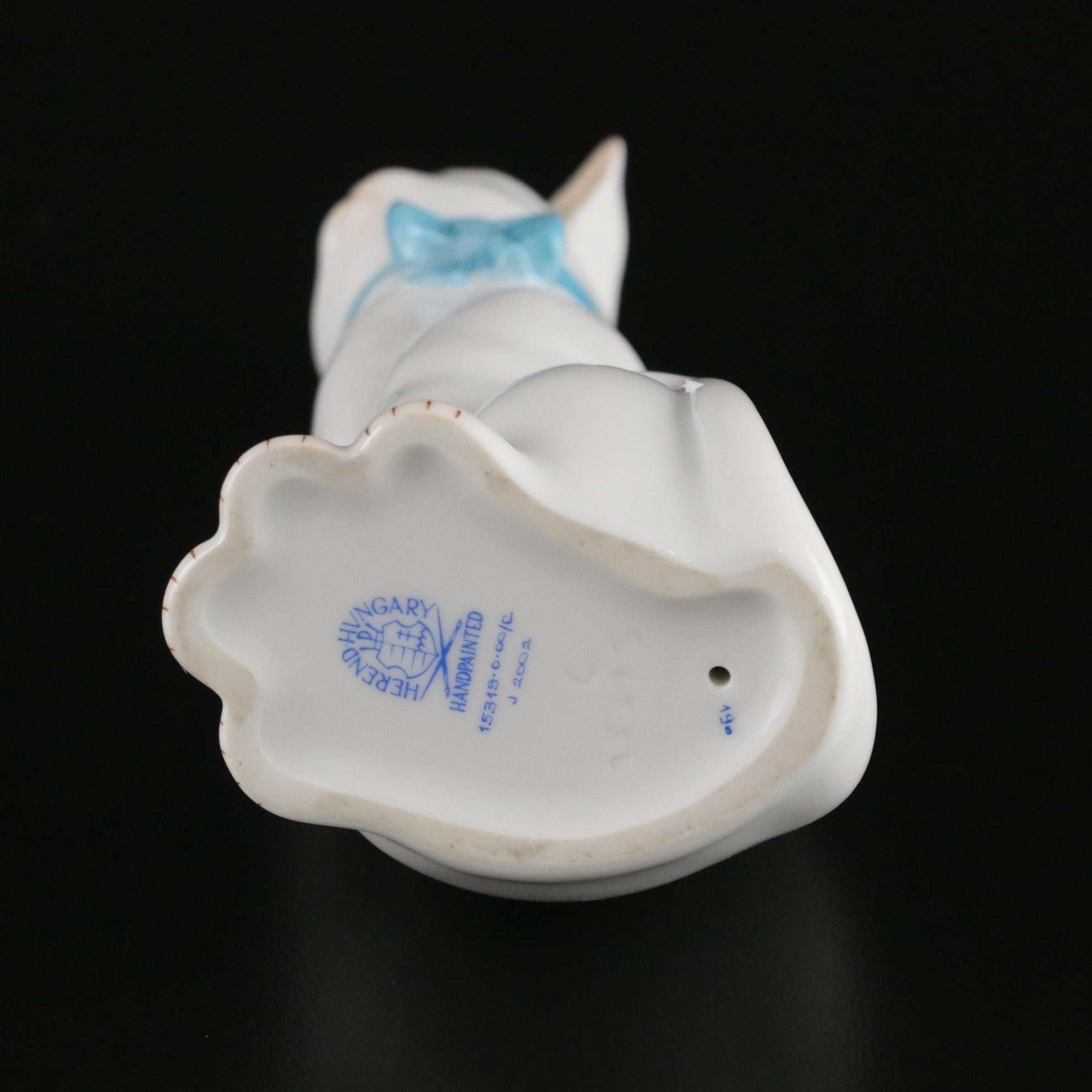 Herend Hand-Painted Porcelain Cat Figurine