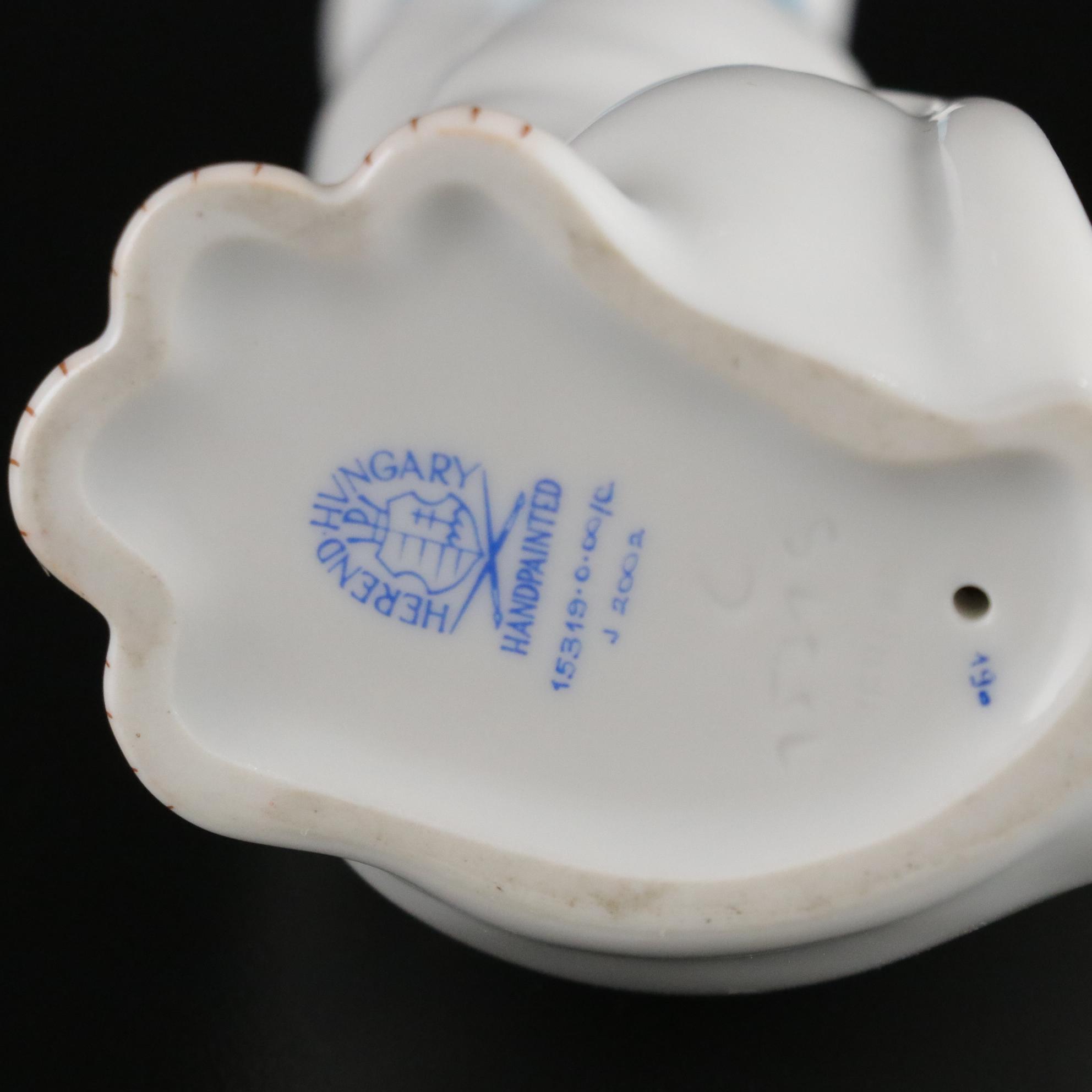 Herend Hand-Painted Porcelain Cat Figurine