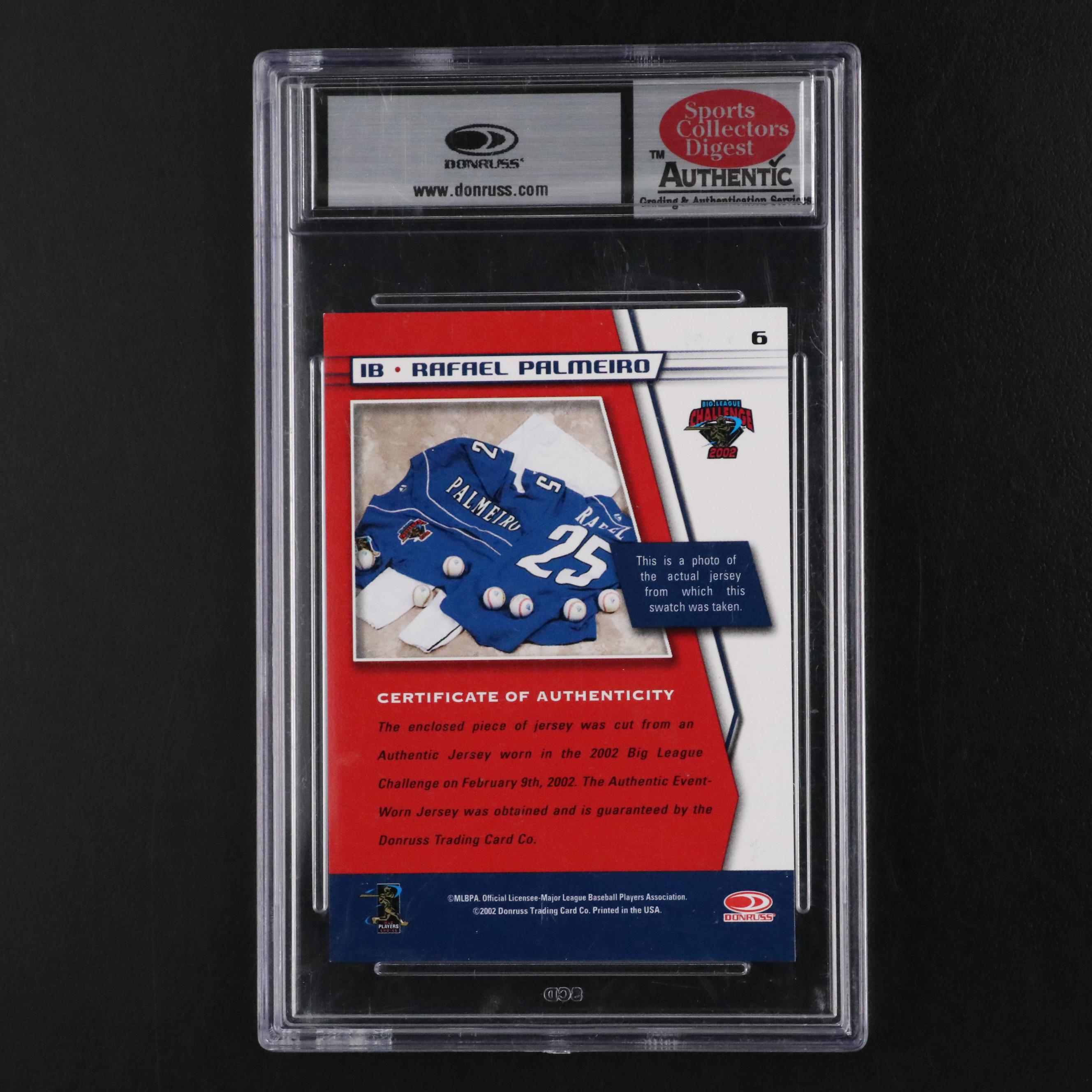 2002 Donruss Rafael Palmeiro Big League Challenge Materials Slabbed Card