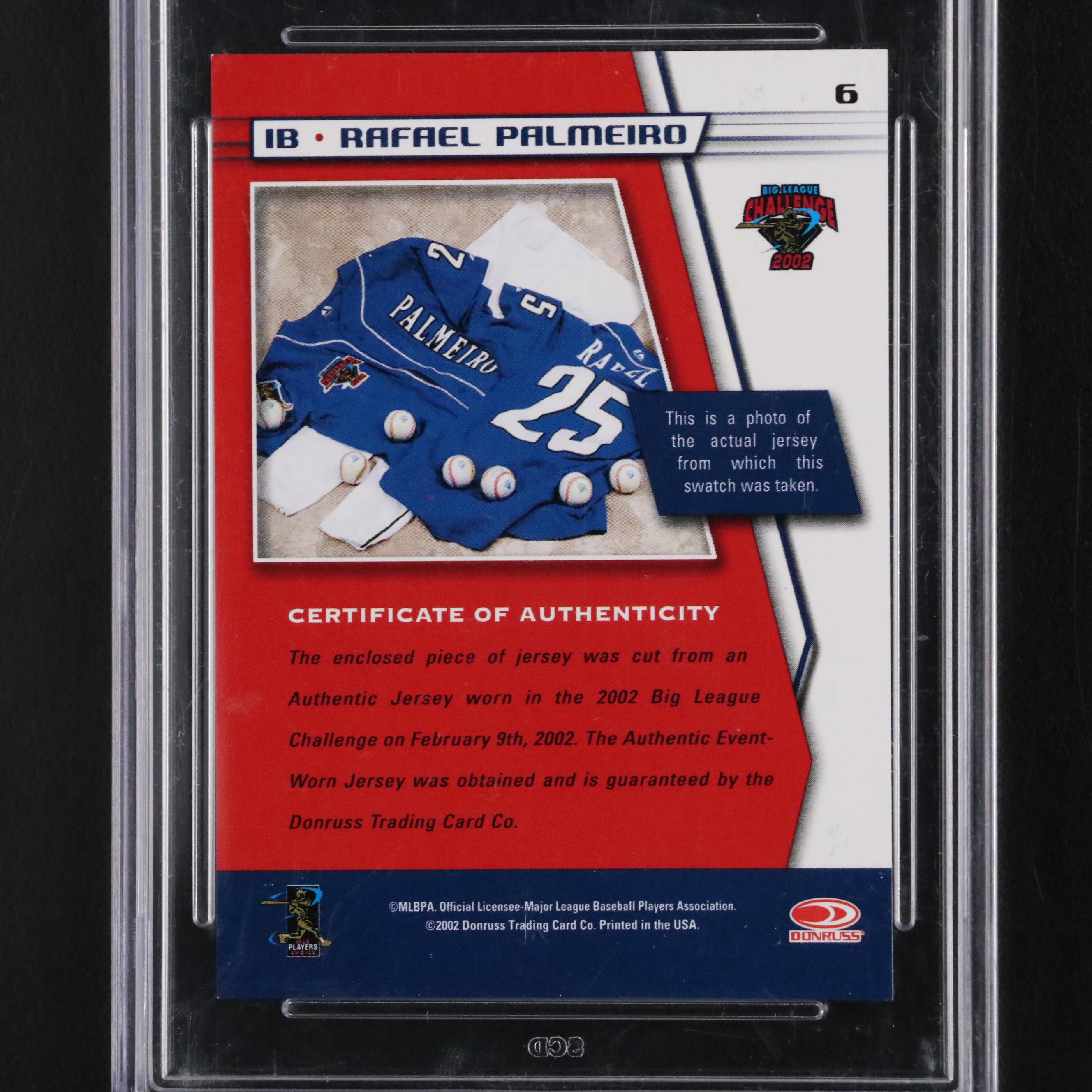 2002 Donruss Rafael Palmeiro Big League Challenge Materials Slabbed Card