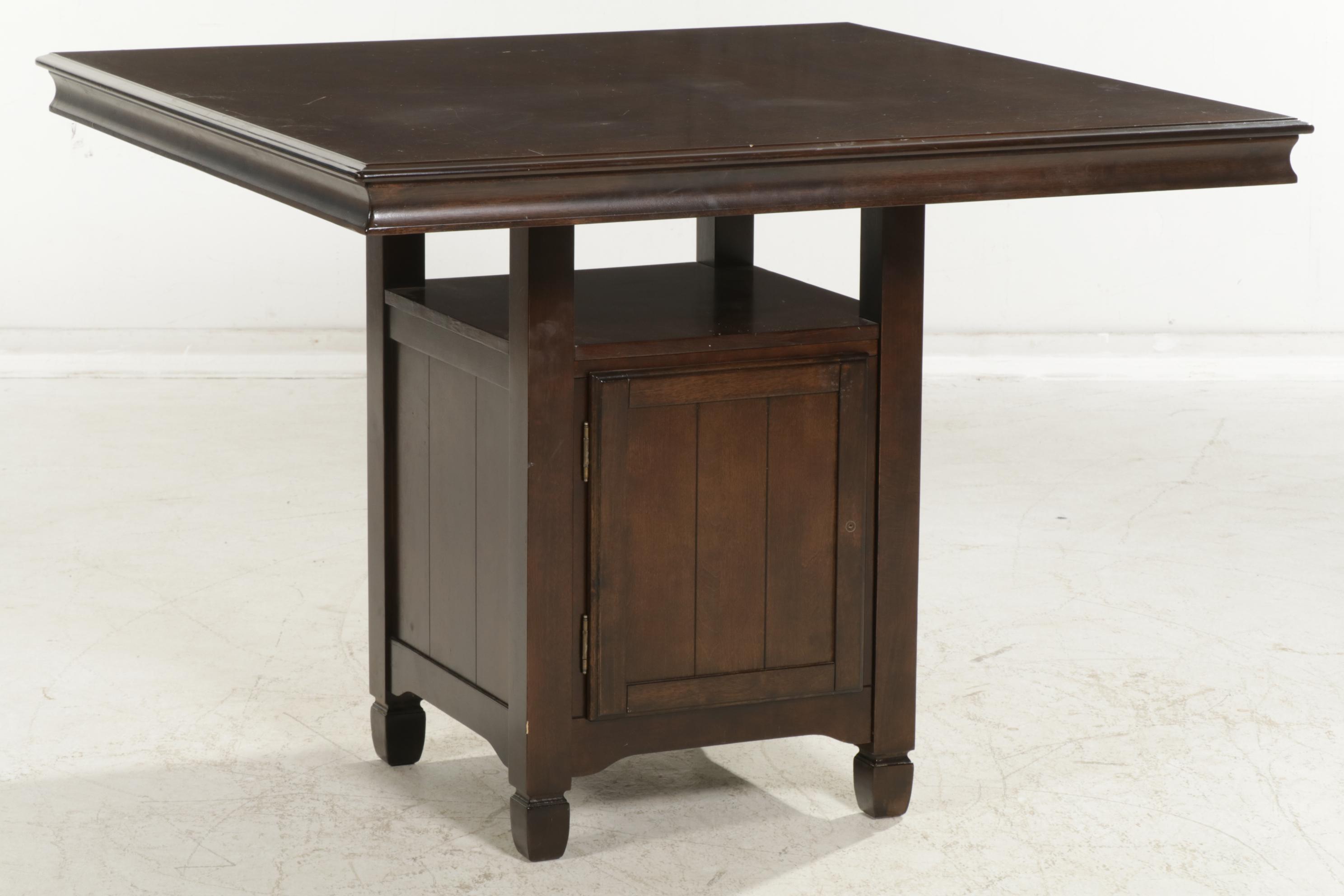 Ashley Furniture Tall Wood Bistro Dining Table with Four Counter Height Chairs