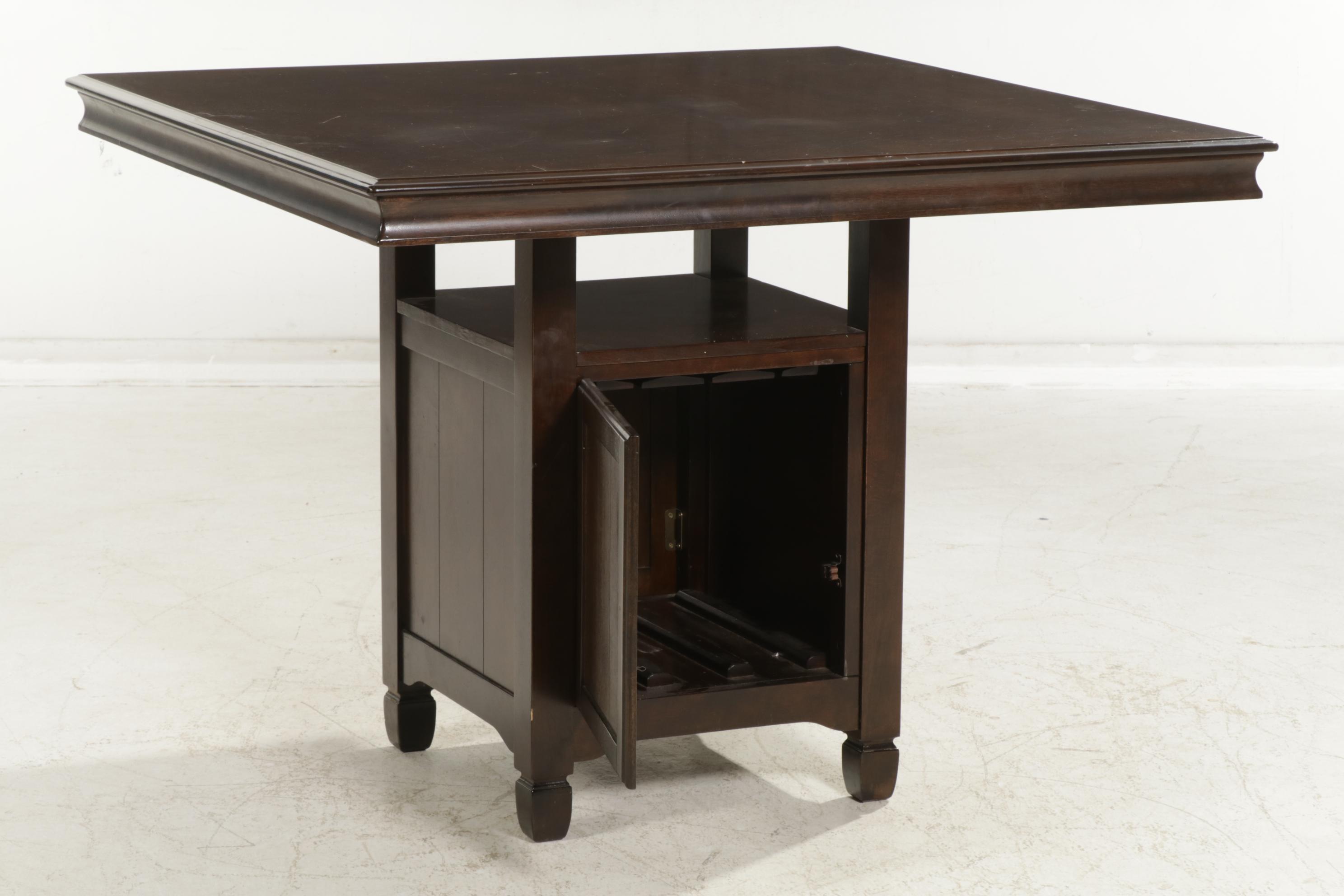 Ashley Furniture Tall Wood Bistro Dining Table with Four Counter Height Chairs