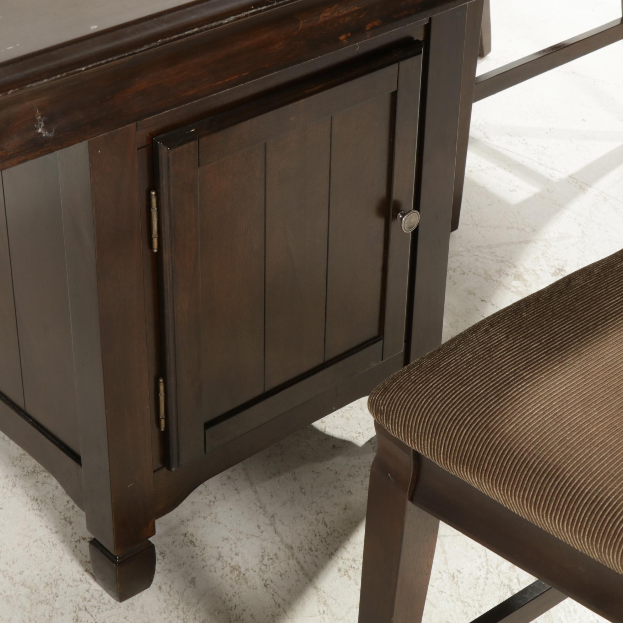 Ashley Furniture Tall Wood Bistro Dining Table with Four Counter Height Chairs