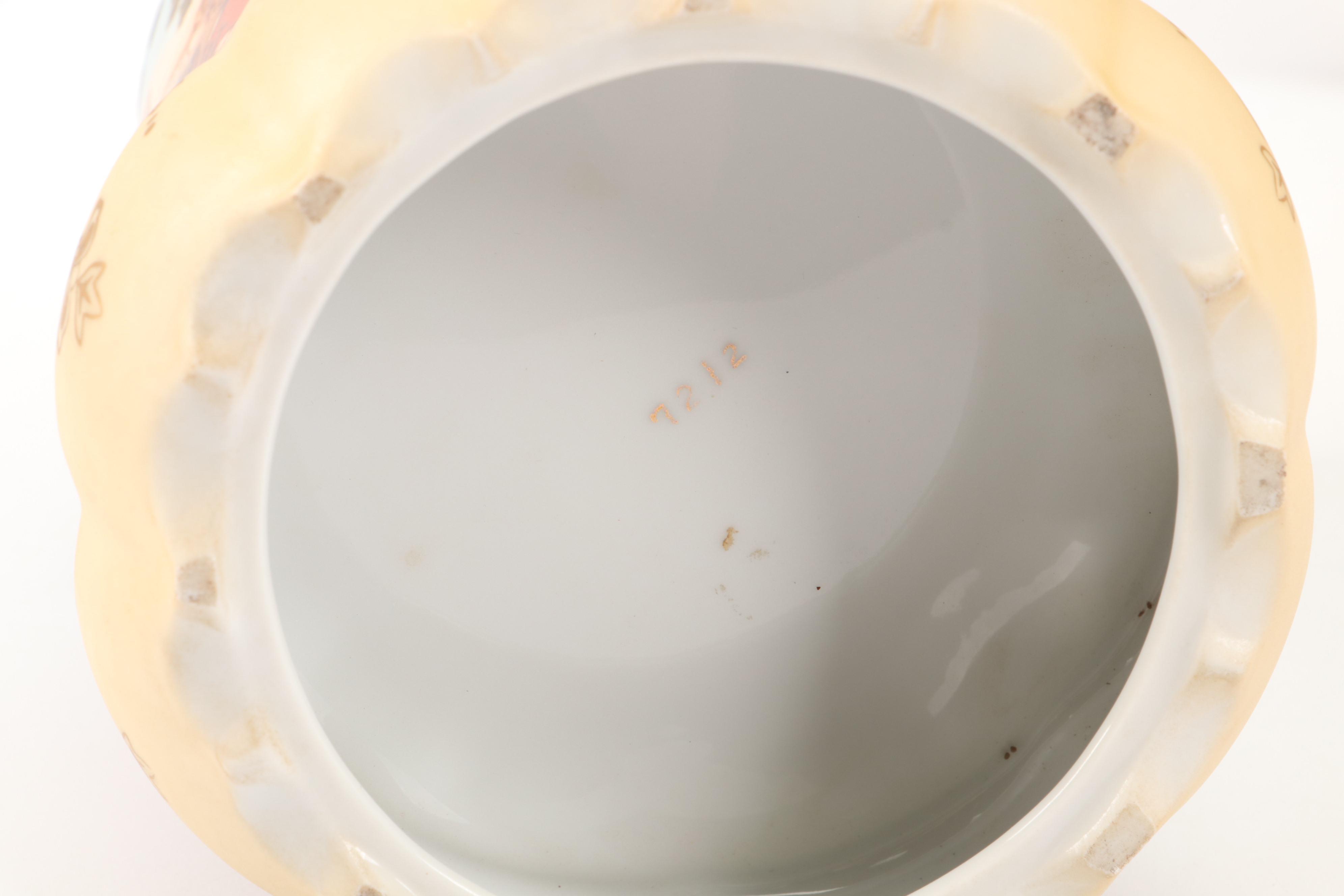 Sankyo Landscape Motif Porcelain Music Box with More Table Accessories