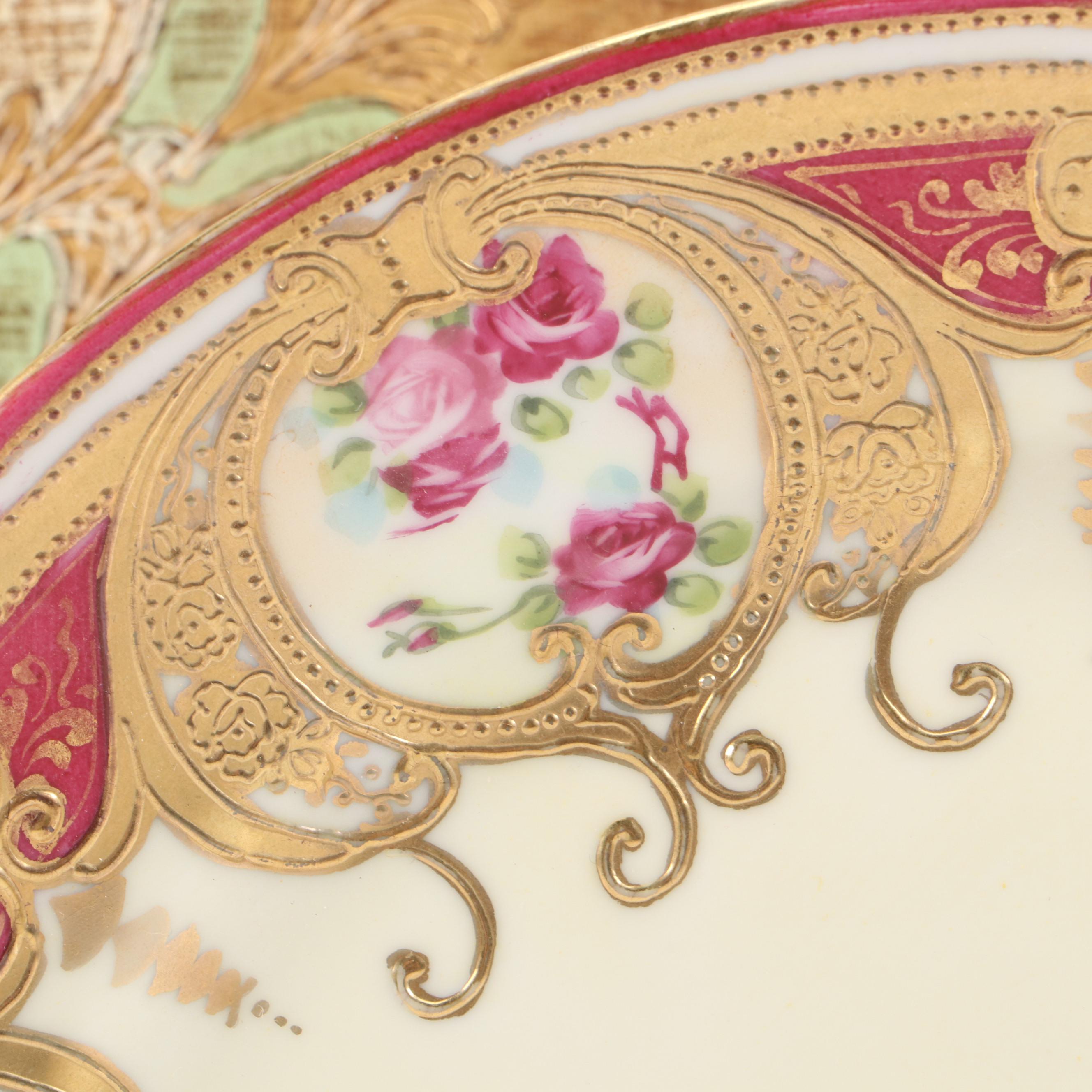 Sankyo Landscape Motif Porcelain Music Box with More Table Accessories