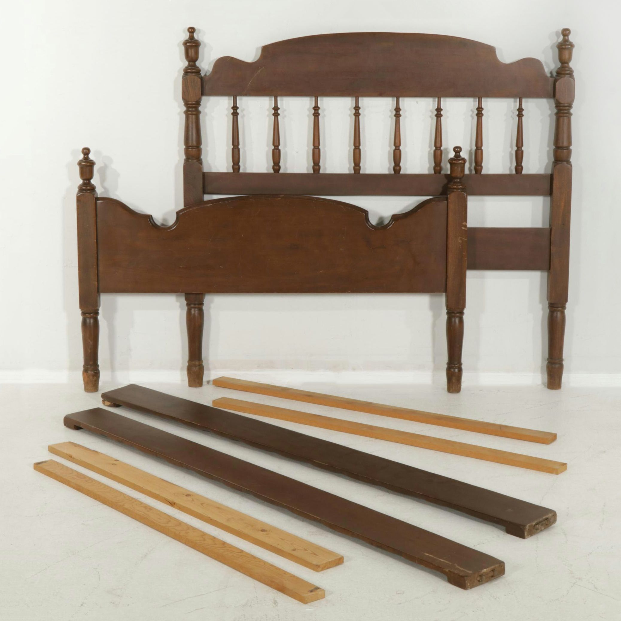 Federal Style Walnut Full Size Bed Frame, Mid 20th Century