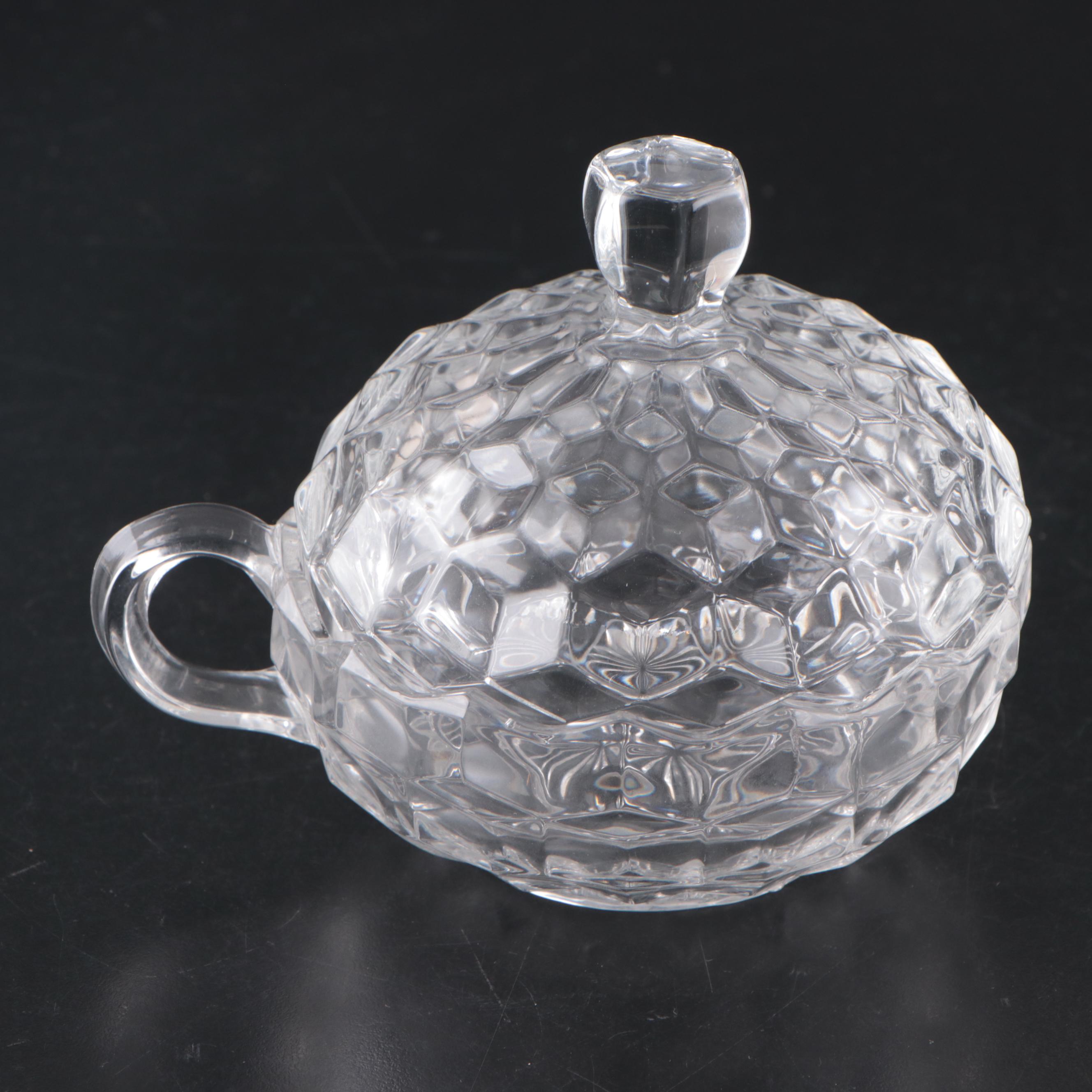 Fostoria "American" Glass Pitchers, Small Relish Boats, and More Tableware