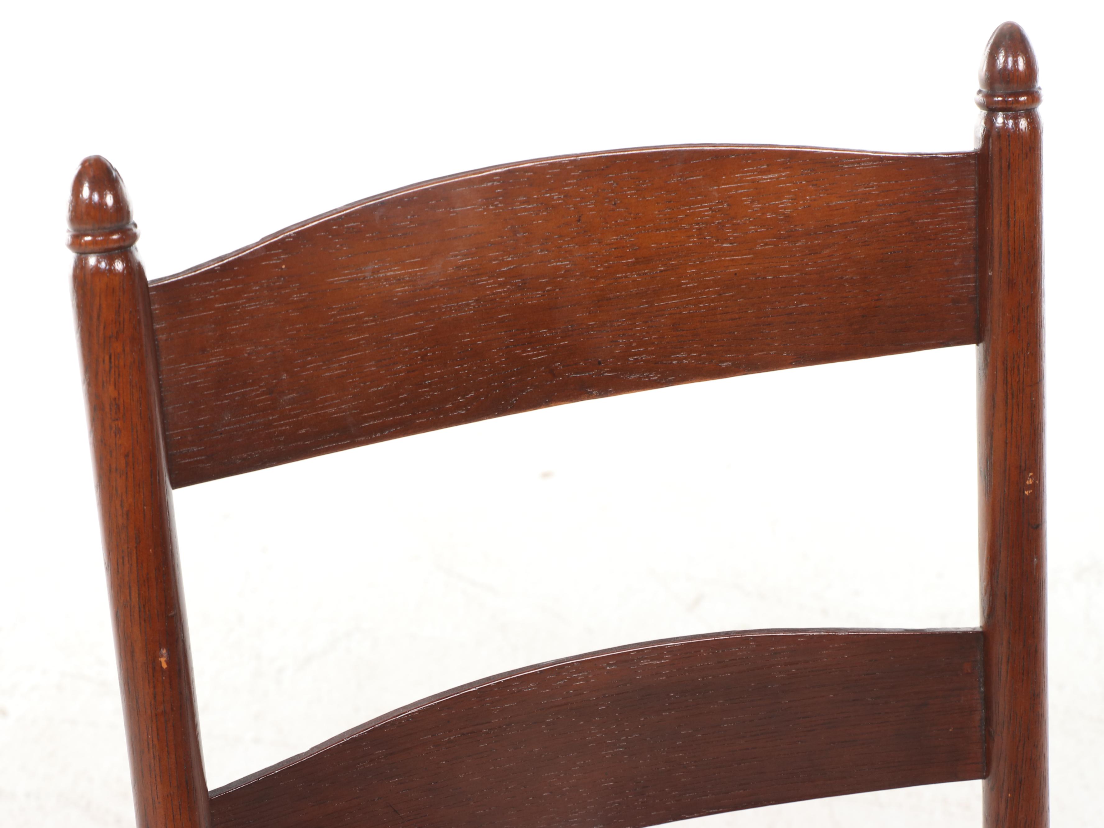 Set of Six American Shaker Style Ladder-Back Chairs with Splint Weave Seats