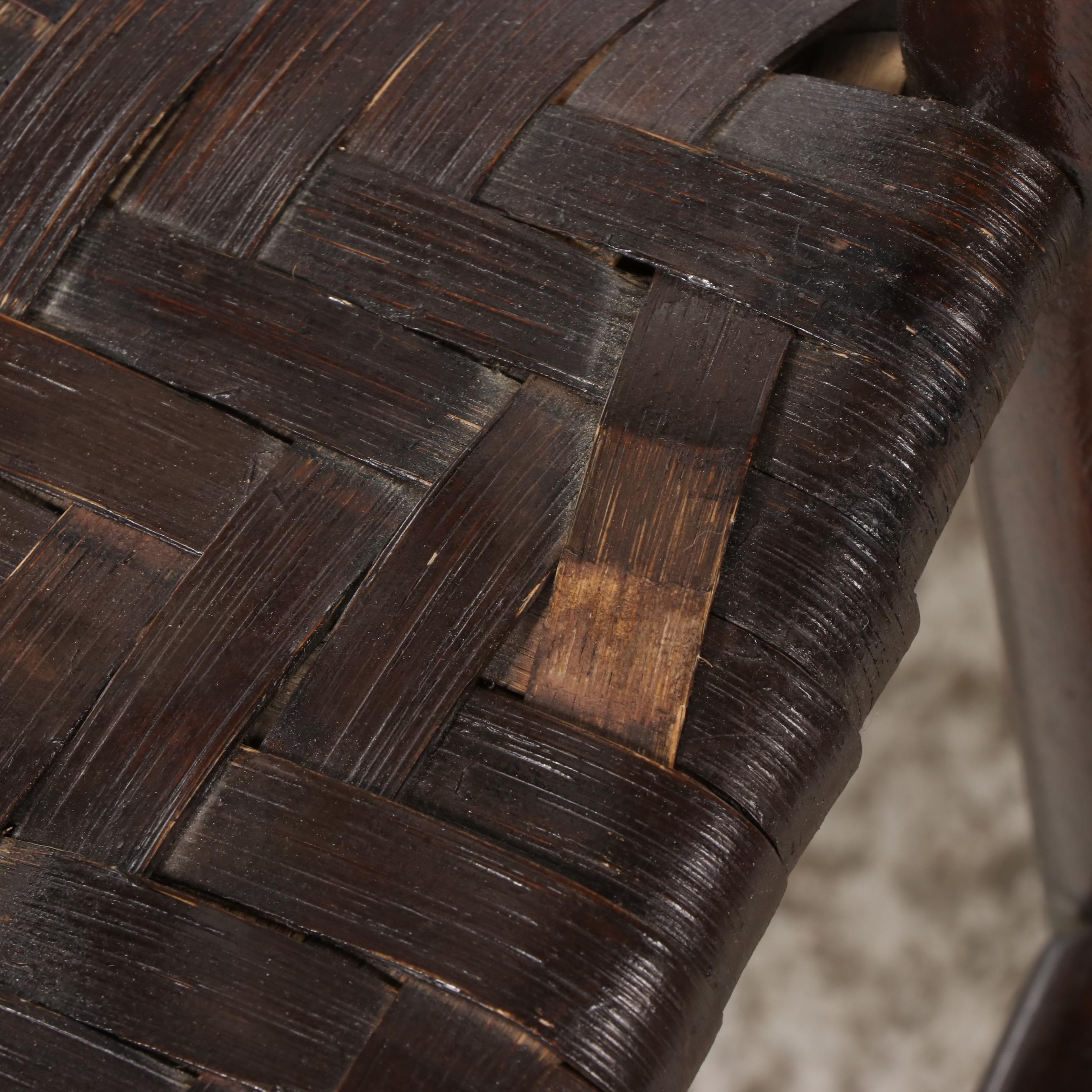 Set of Six American Shaker Style Ladder-Back Chairs with Splint Weave Seats