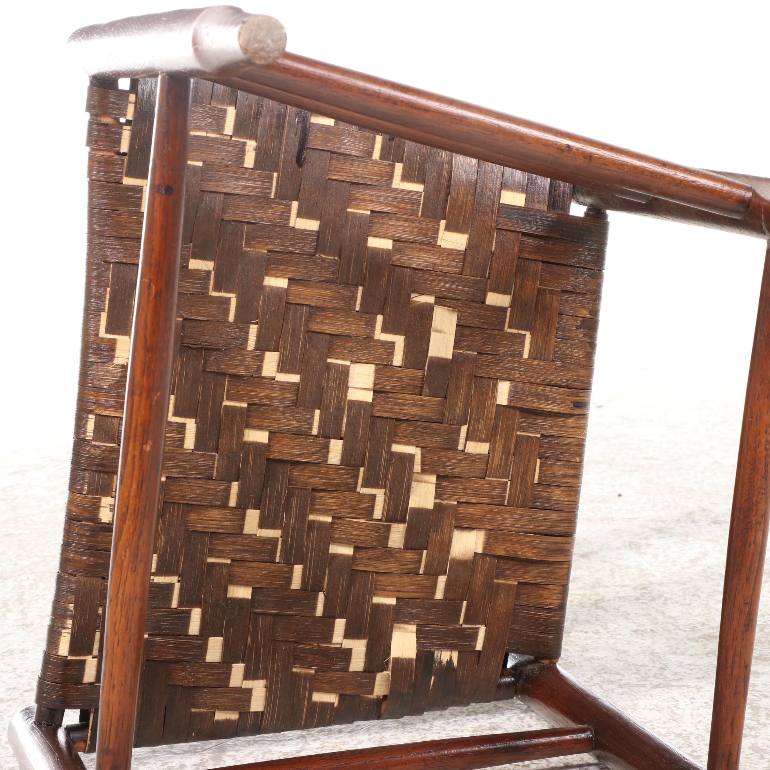 Set of Six American Shaker Style Ladder-Back Chairs with Splint Weave Seats