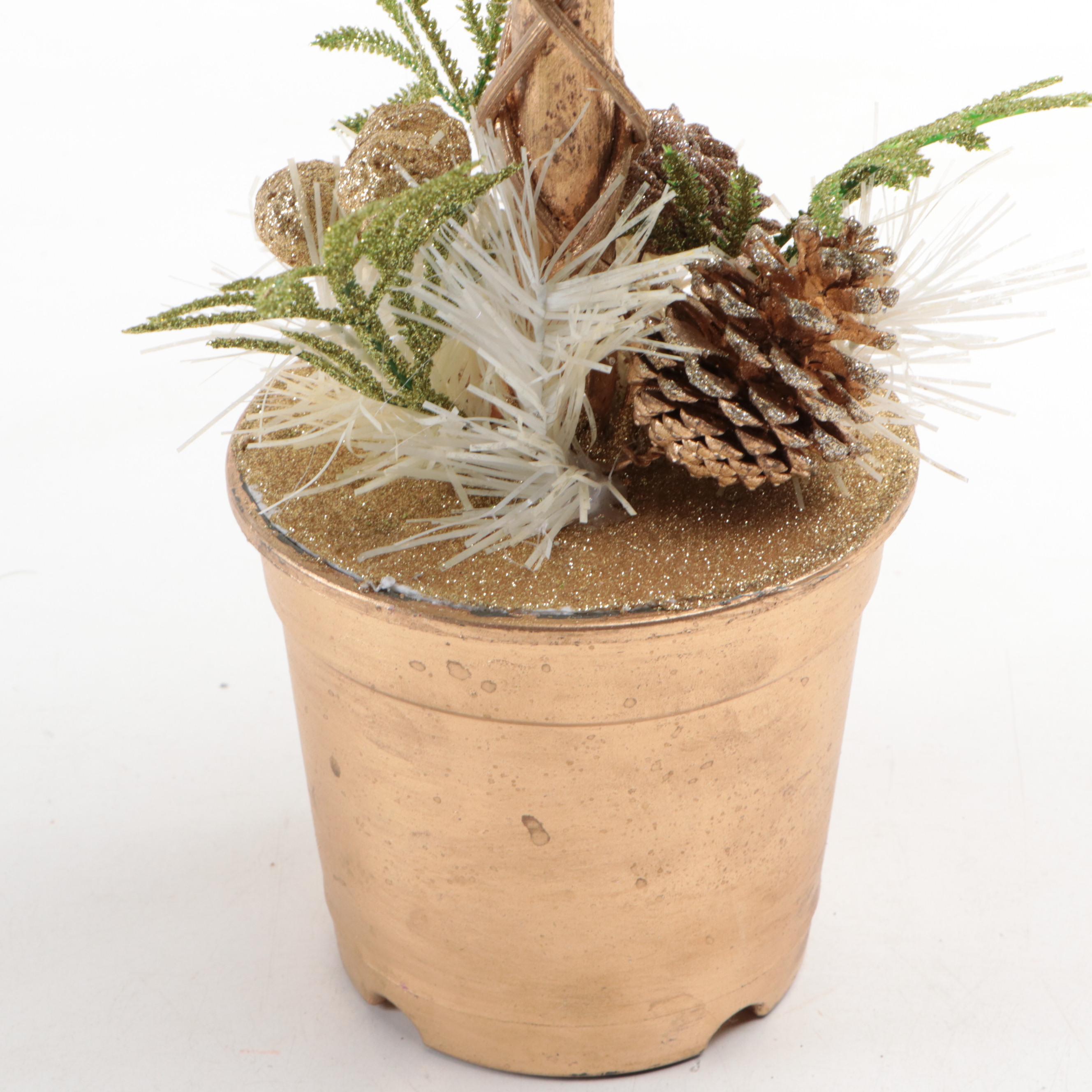 Seasonal Window LED Candles with Tinsel Trees, Topiary and Wax Candles