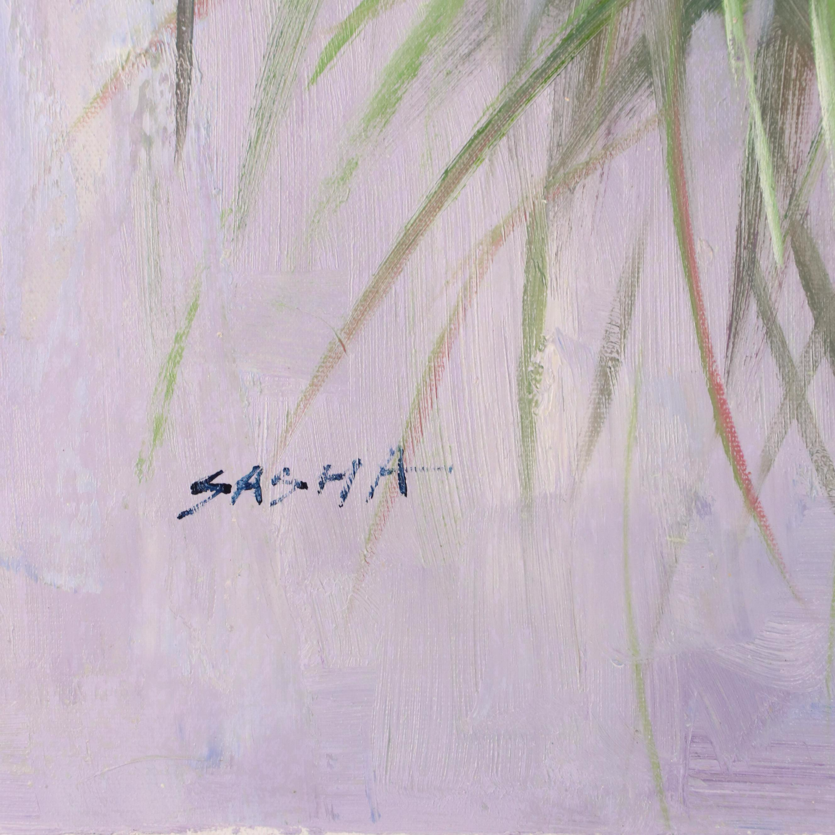 Sasha Bearded Irises Oil Painting, 21st Century