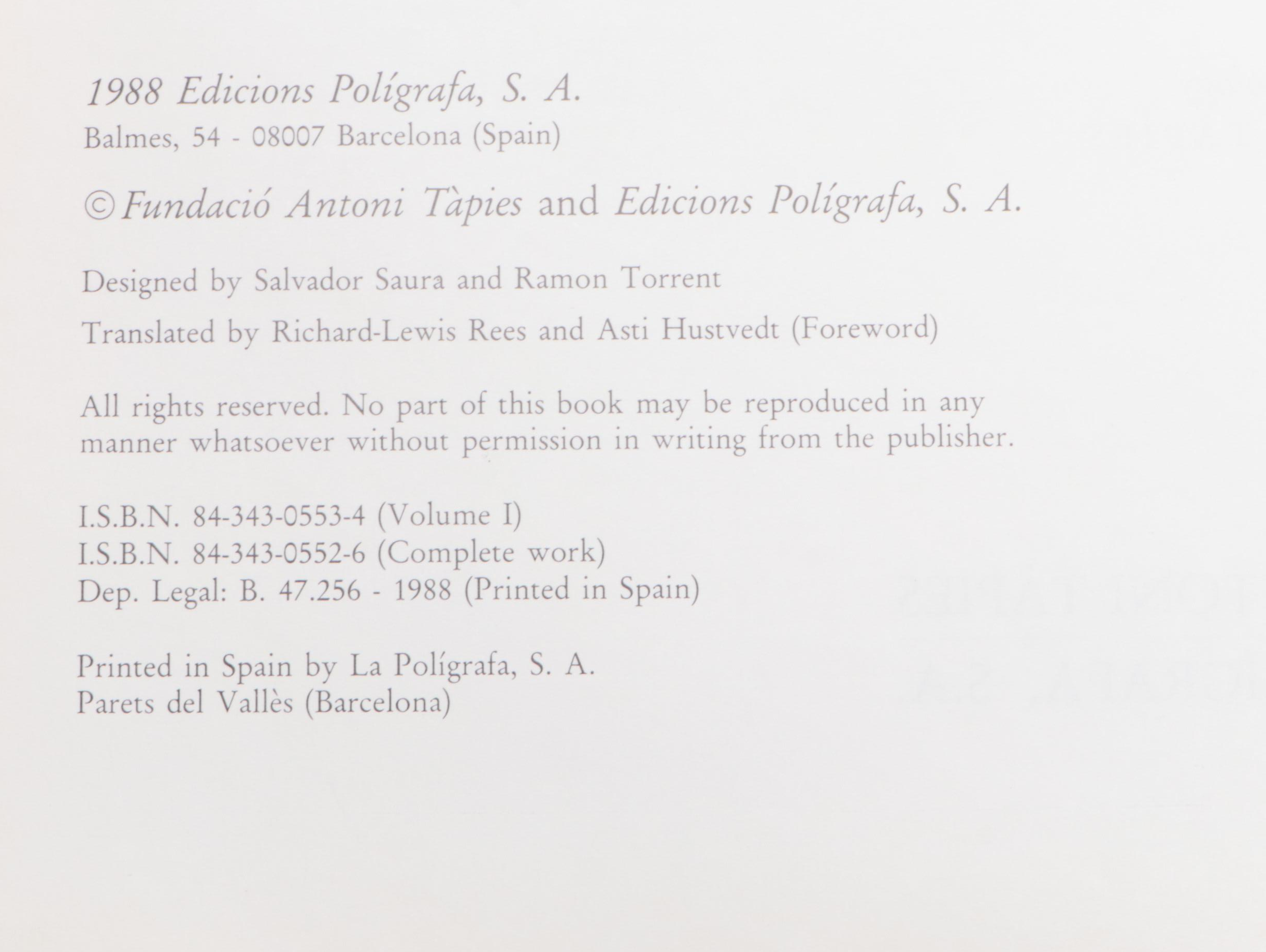 "Pablo Picasso" by Carsten-Peter Warncke and "Tàpies: The Complete Works" Vol. I