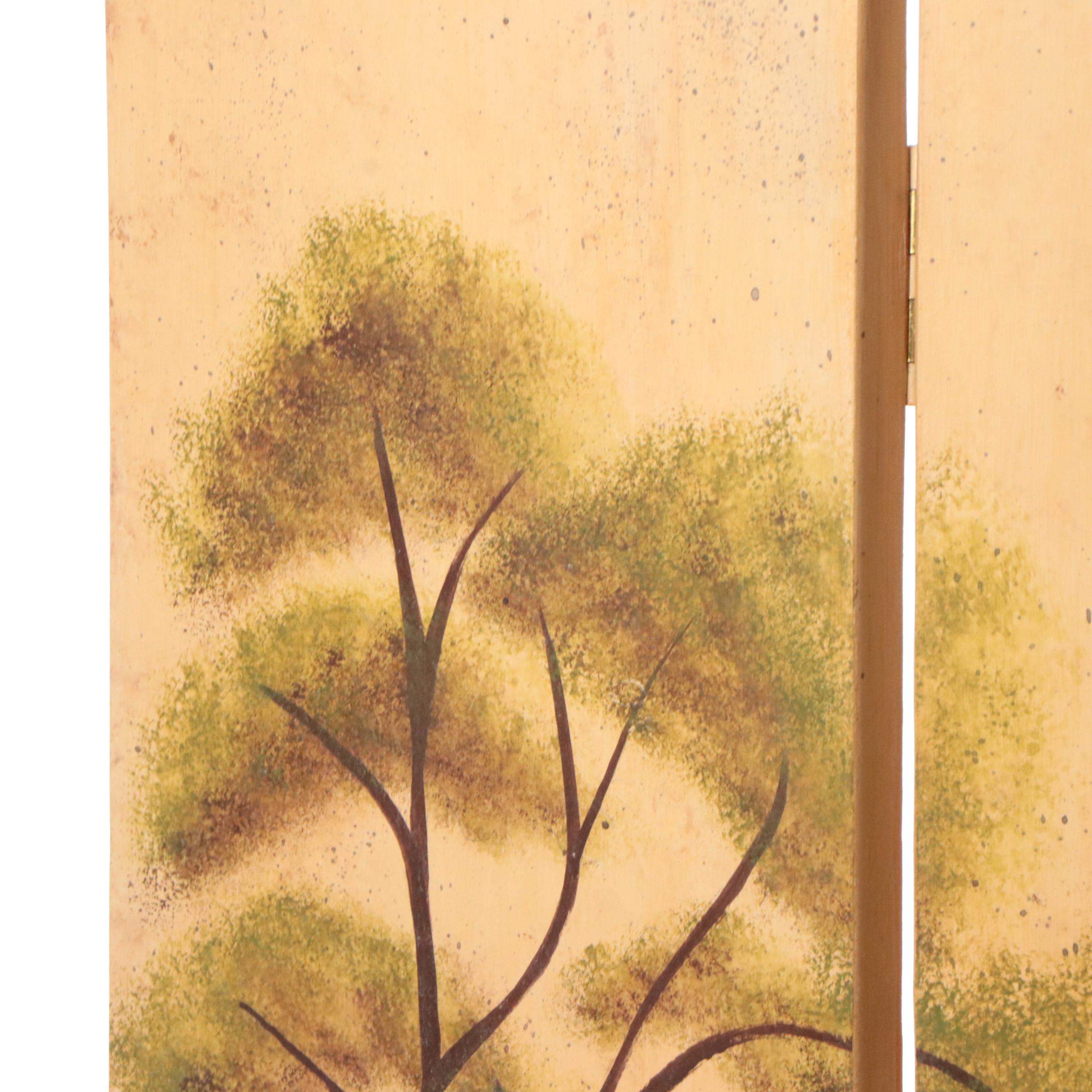 Landscape Motif Finsihed Wood Table Top Screen