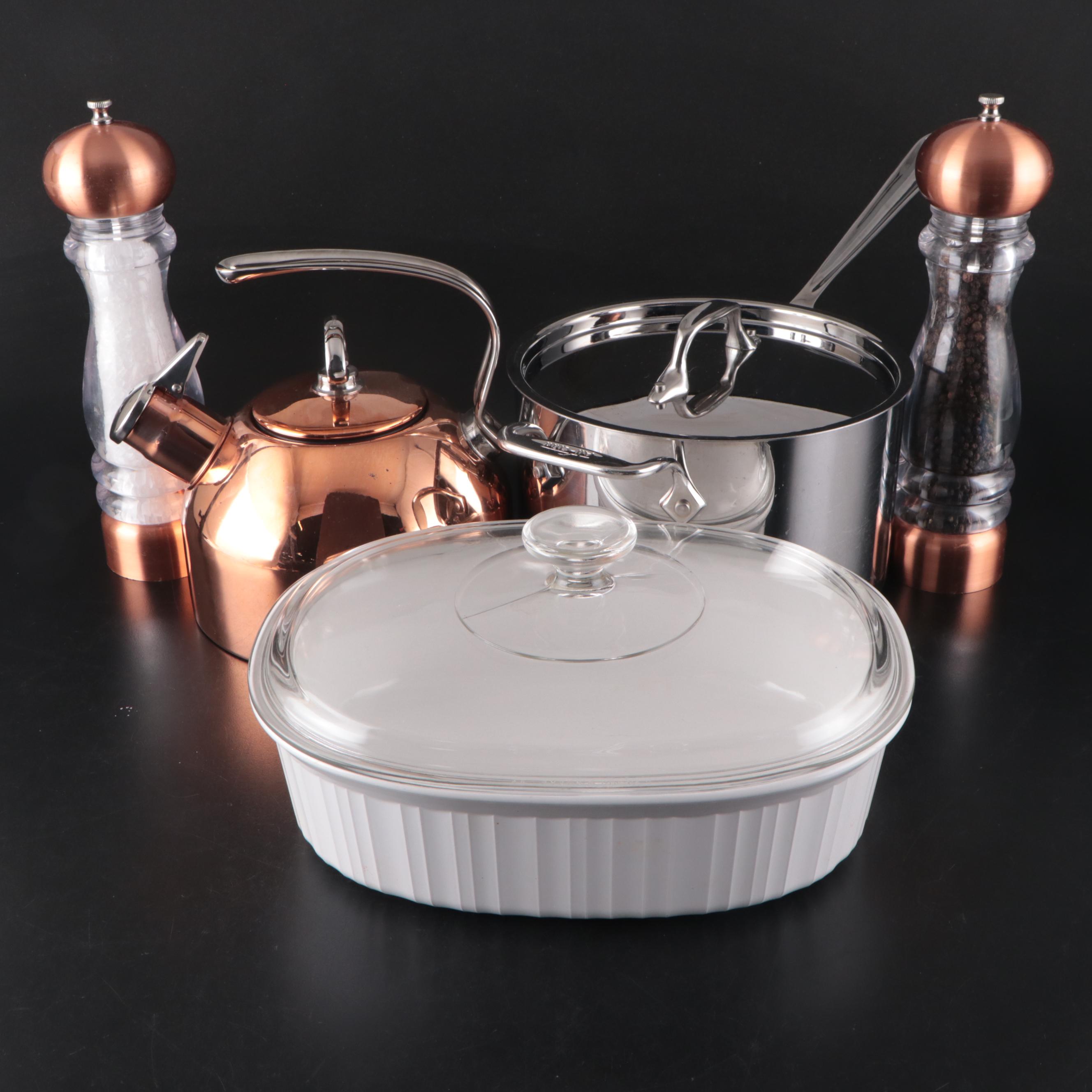 All-Clad Stainless Steel Cookware, Chantel Copper-Plated Stovetop Kettle & More