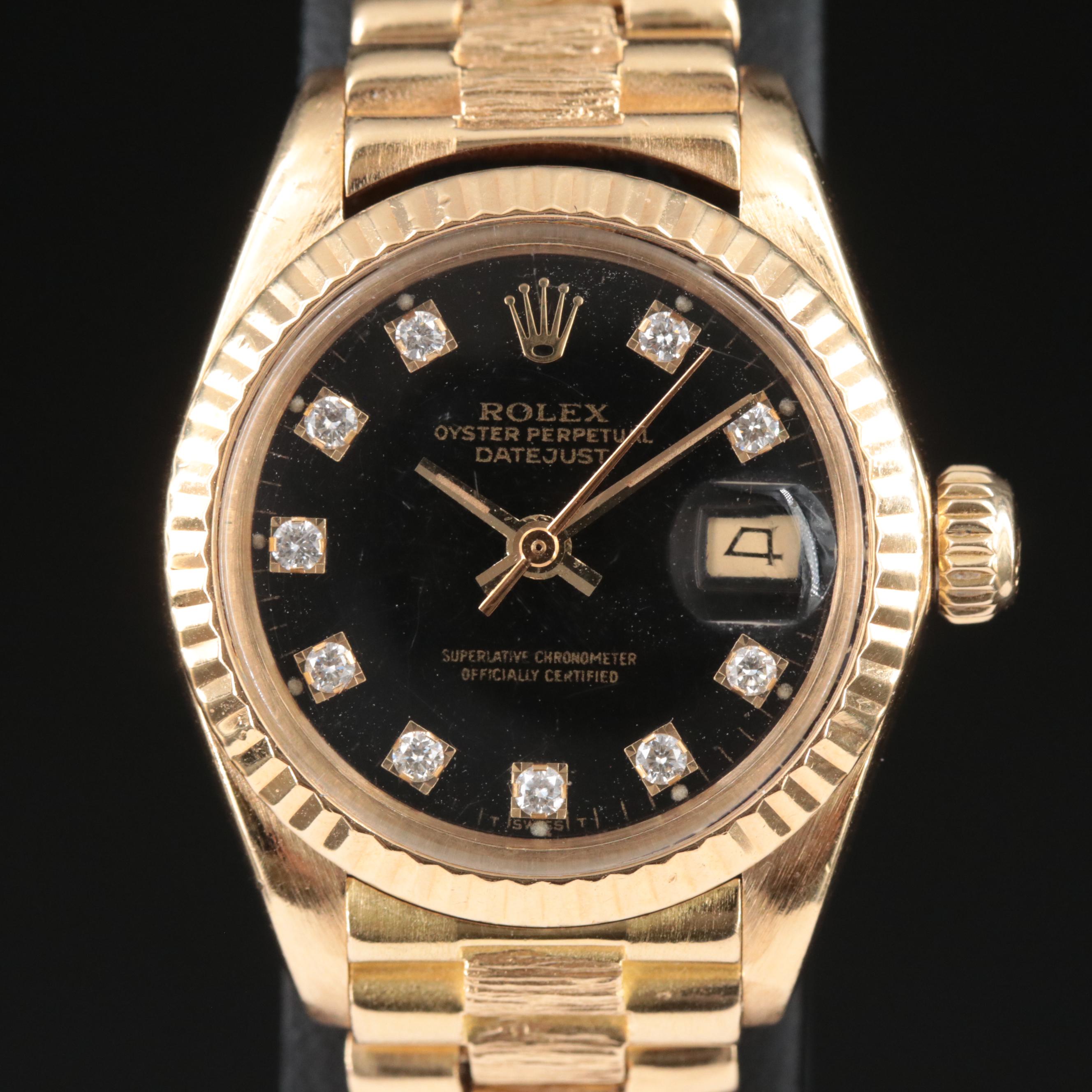 Rolex Datejust 6917 Custom Diamond Dial 18K Gold Watch