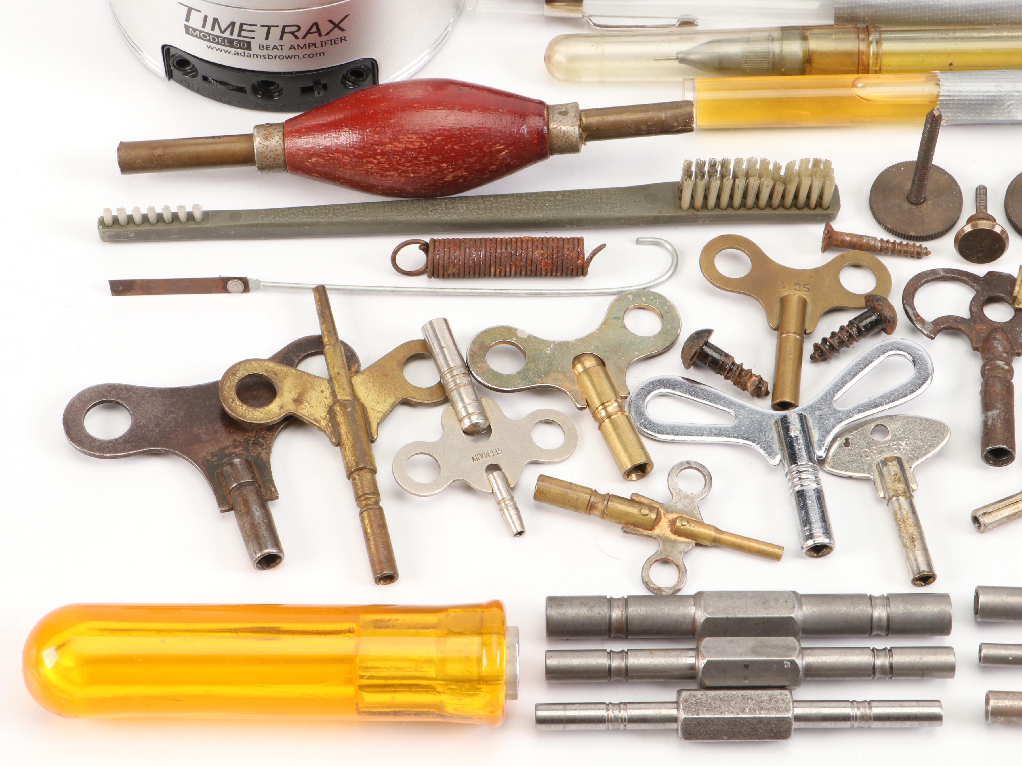 Seth Thomas Clock Face, Keys, Springs, and More Clock Repair Pieces