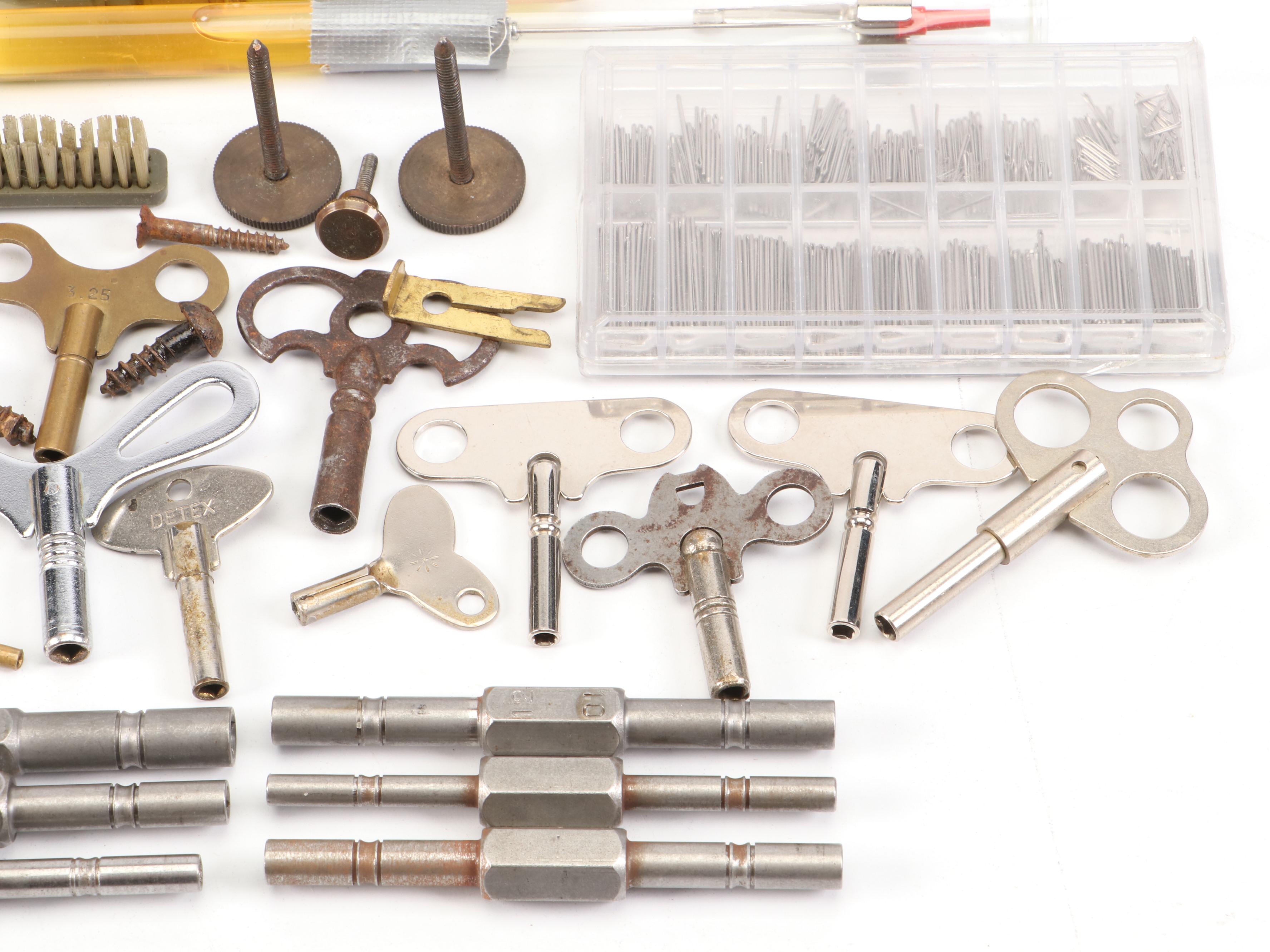 Seth Thomas Clock Face, Keys, Springs, and More Clock Repair Pieces