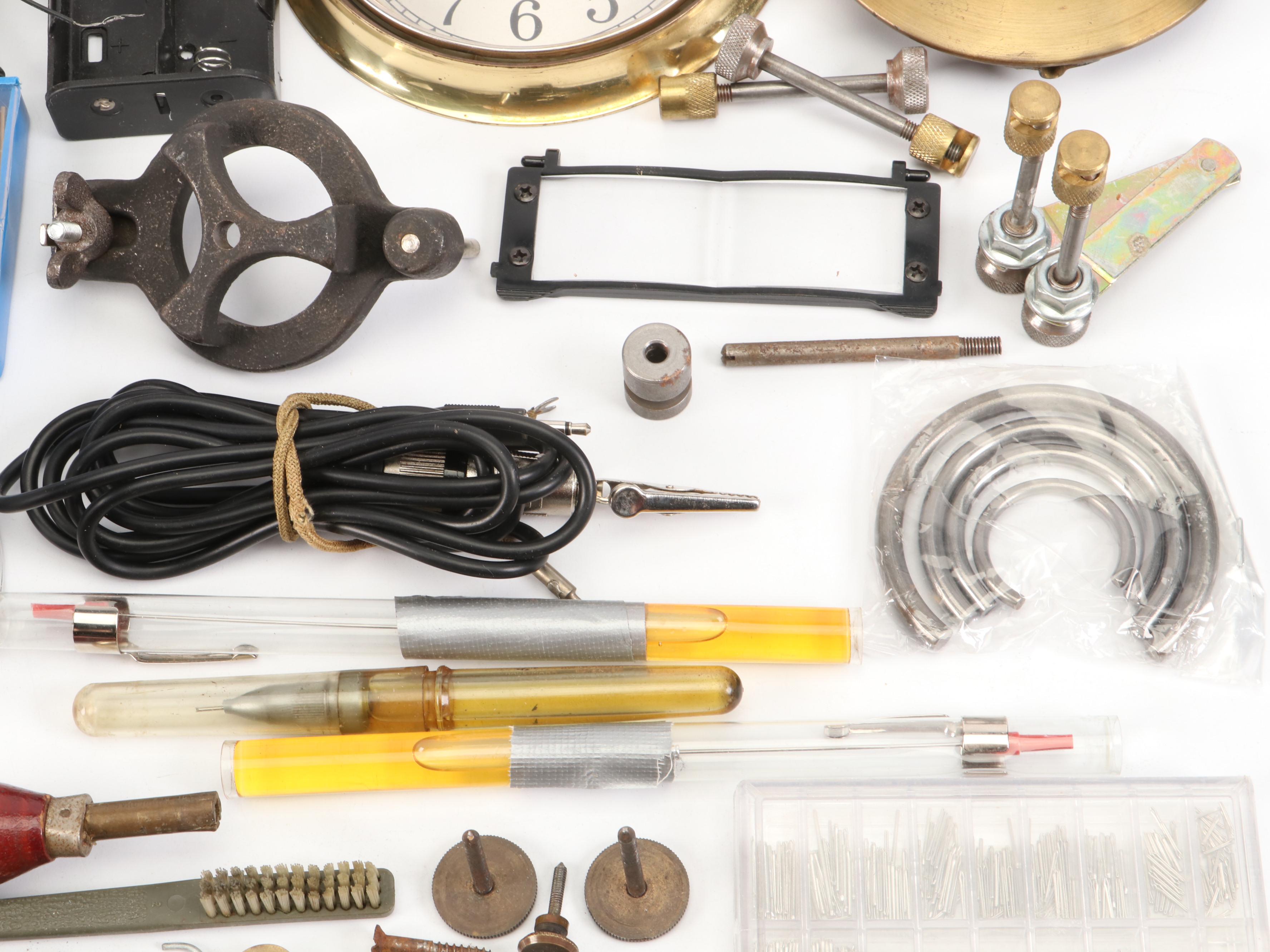 Seth Thomas Clock Face, Keys, Springs, and More Clock Repair Pieces