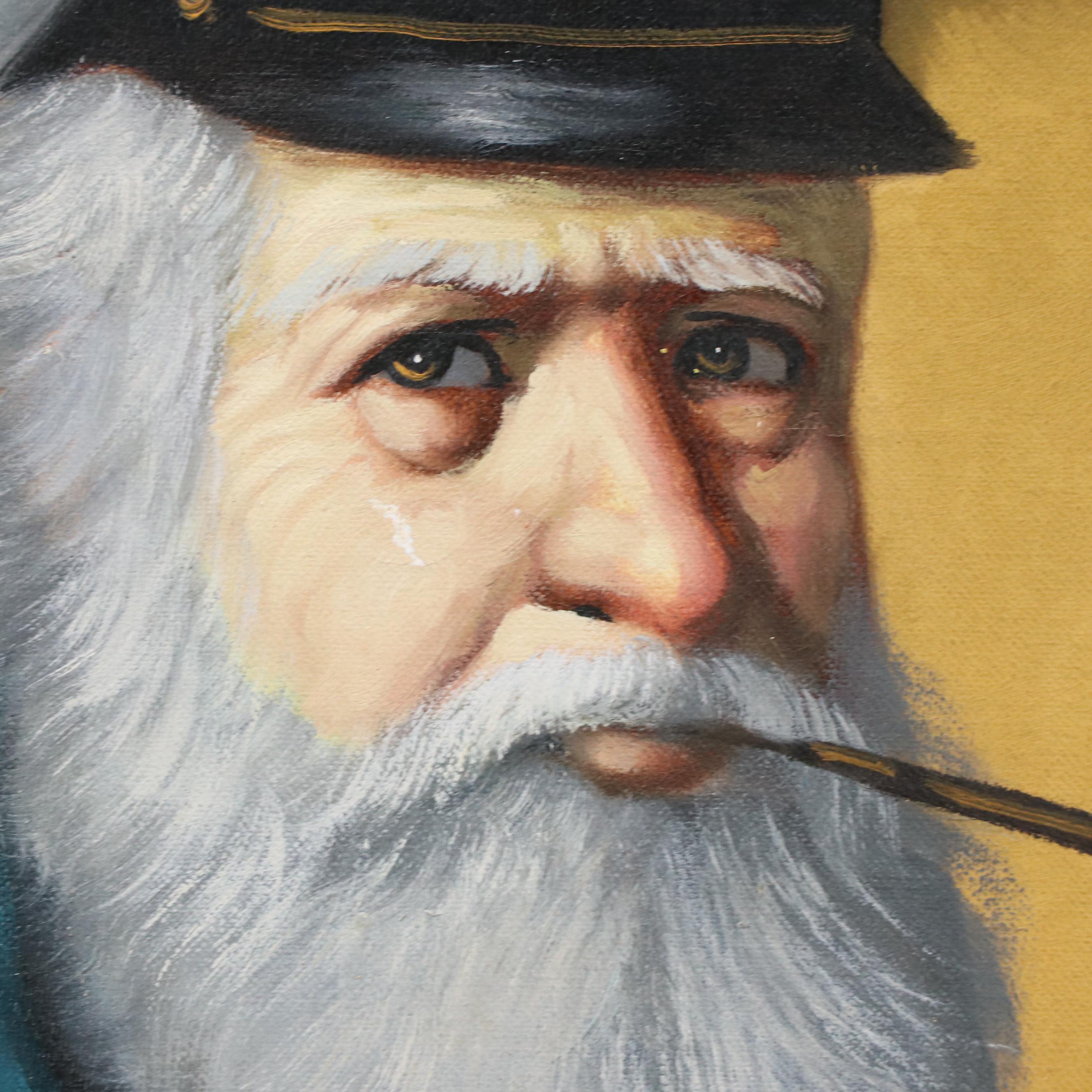 Portrait Oil Painting of Sailor With Pipe