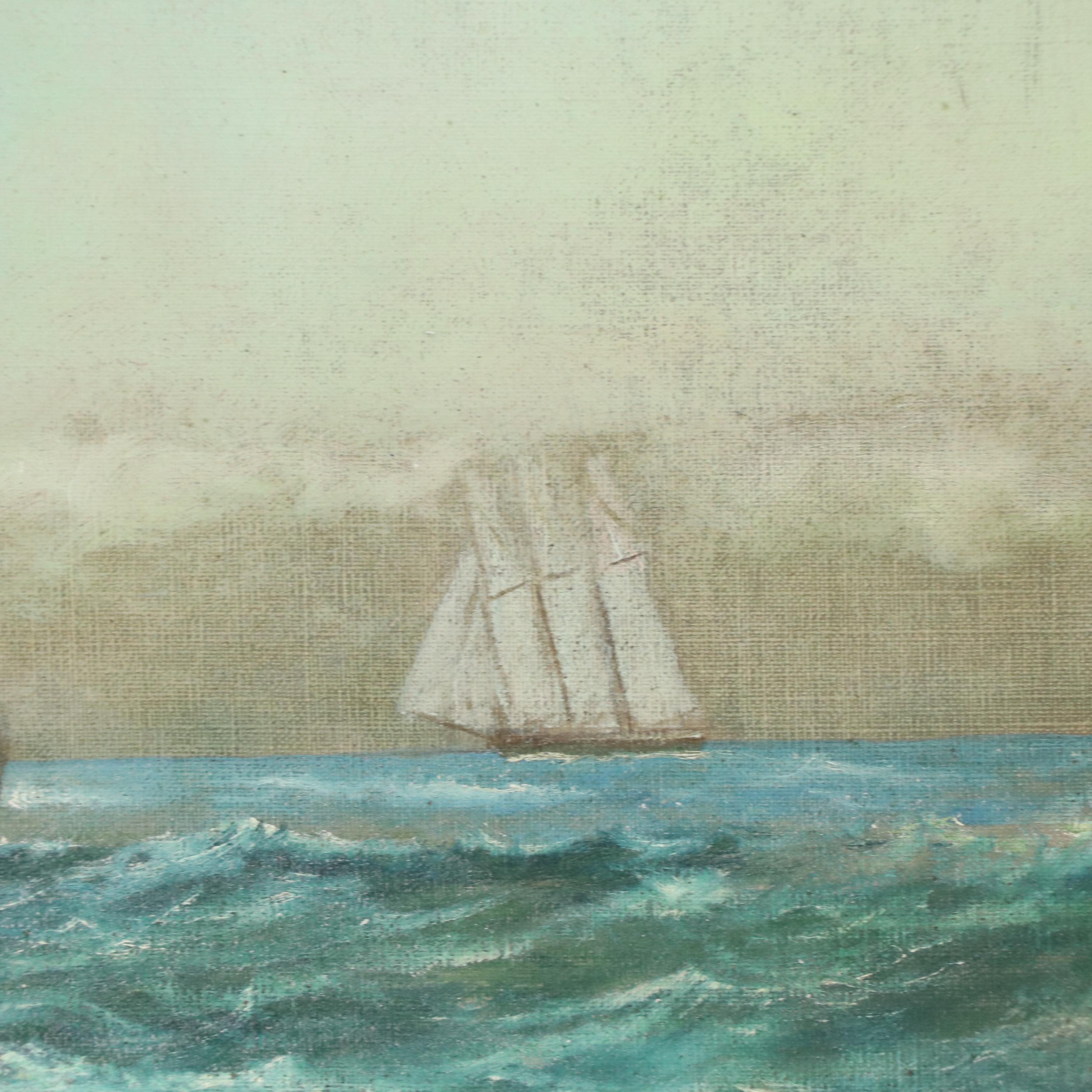 Maritime Oil Painting of Sailing Ships
