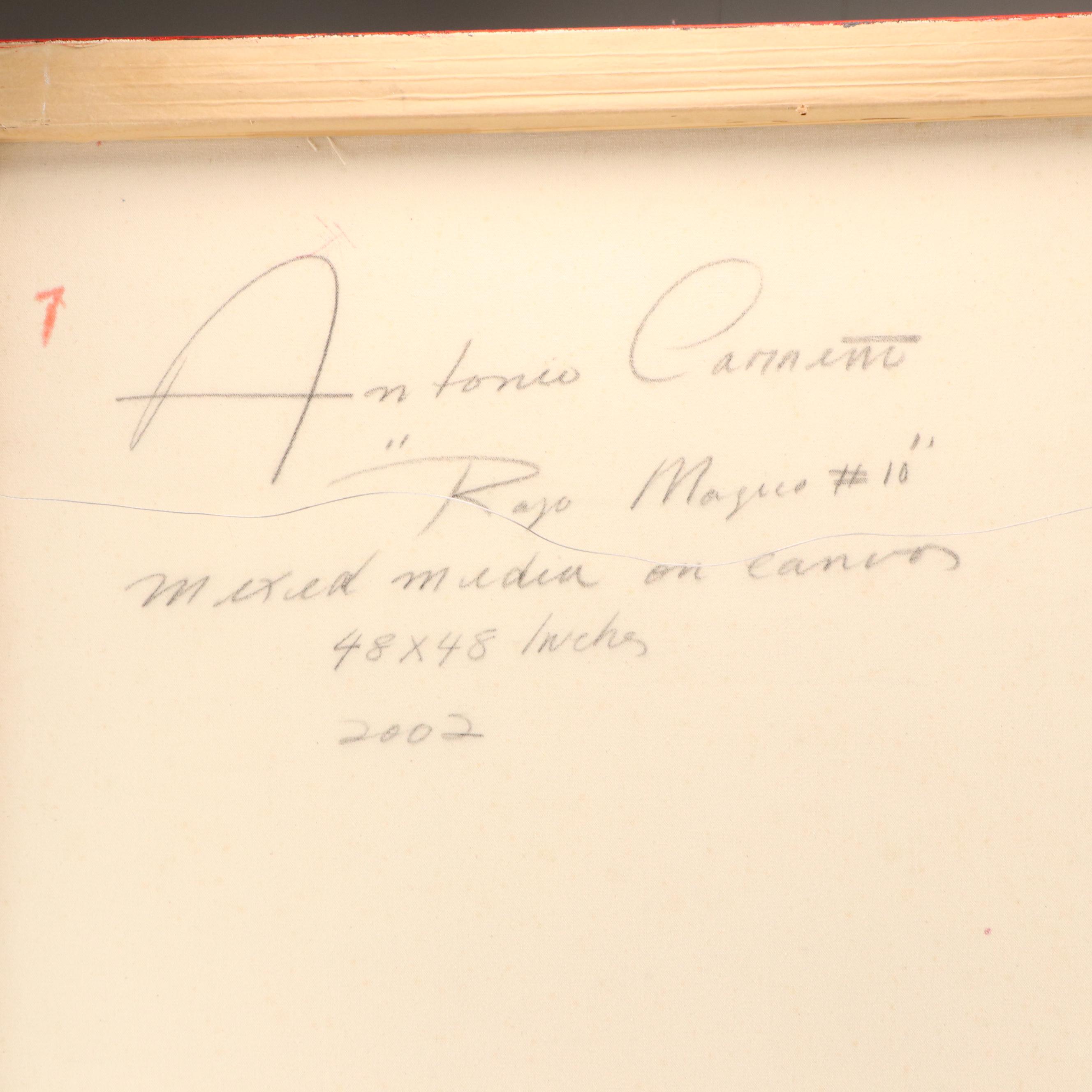 Antonio Carreño Abstract Modernist Mixed Media Painting "Rojo Magico," 2002