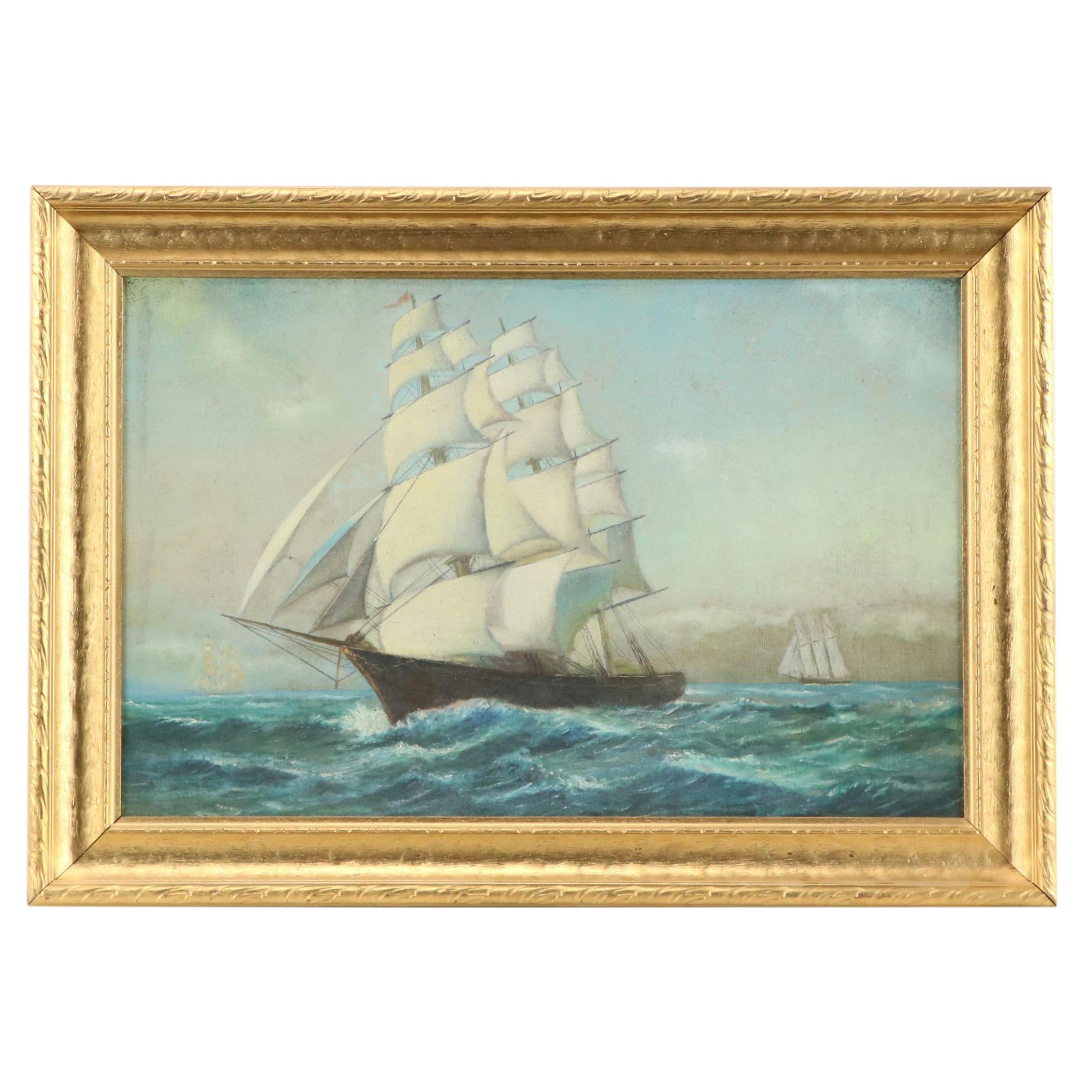 Maritime Oil Painting of Sailing Ships