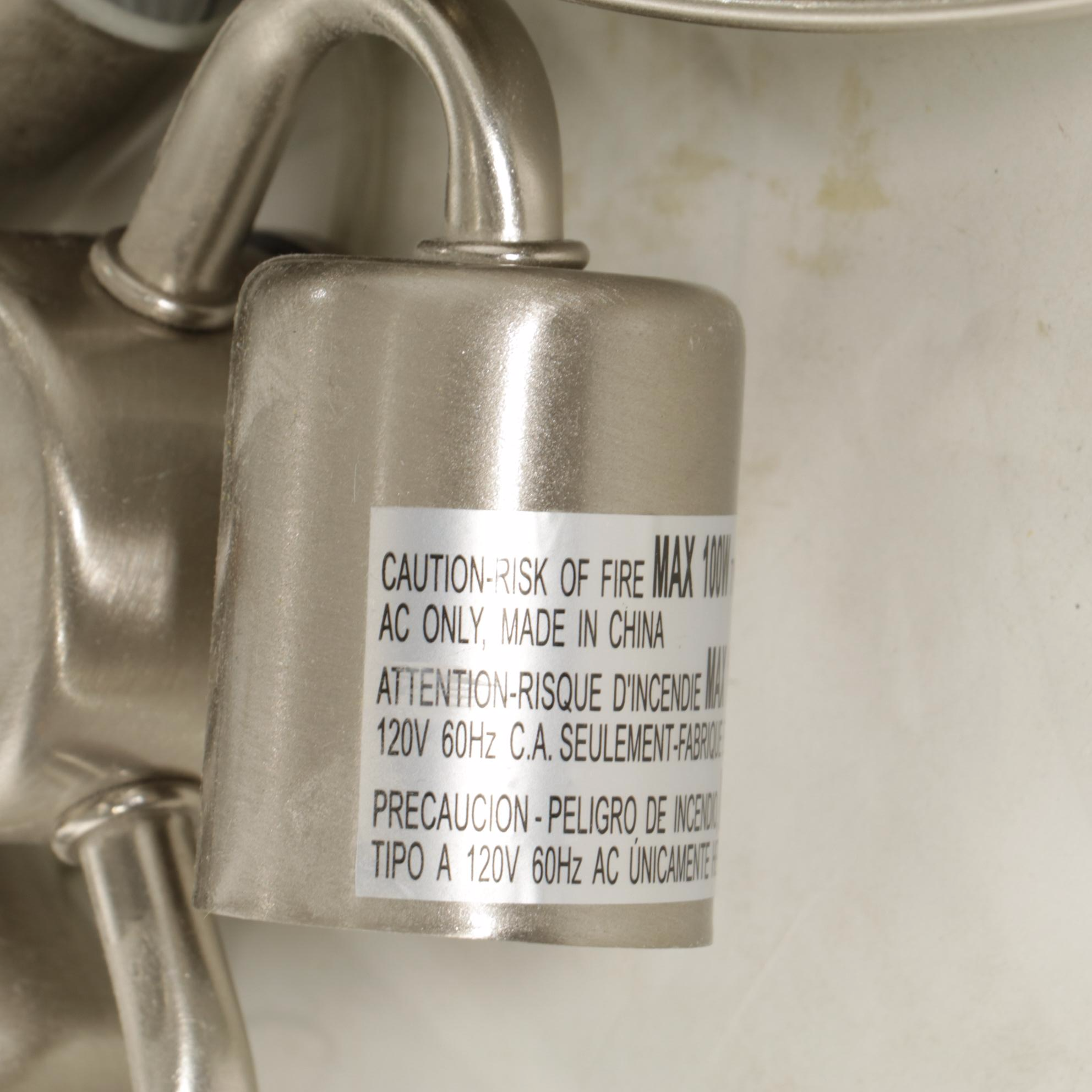 Pair of Brushed Nickel and Glass Plafonnier with Flush Mount Ceiling Fixtures