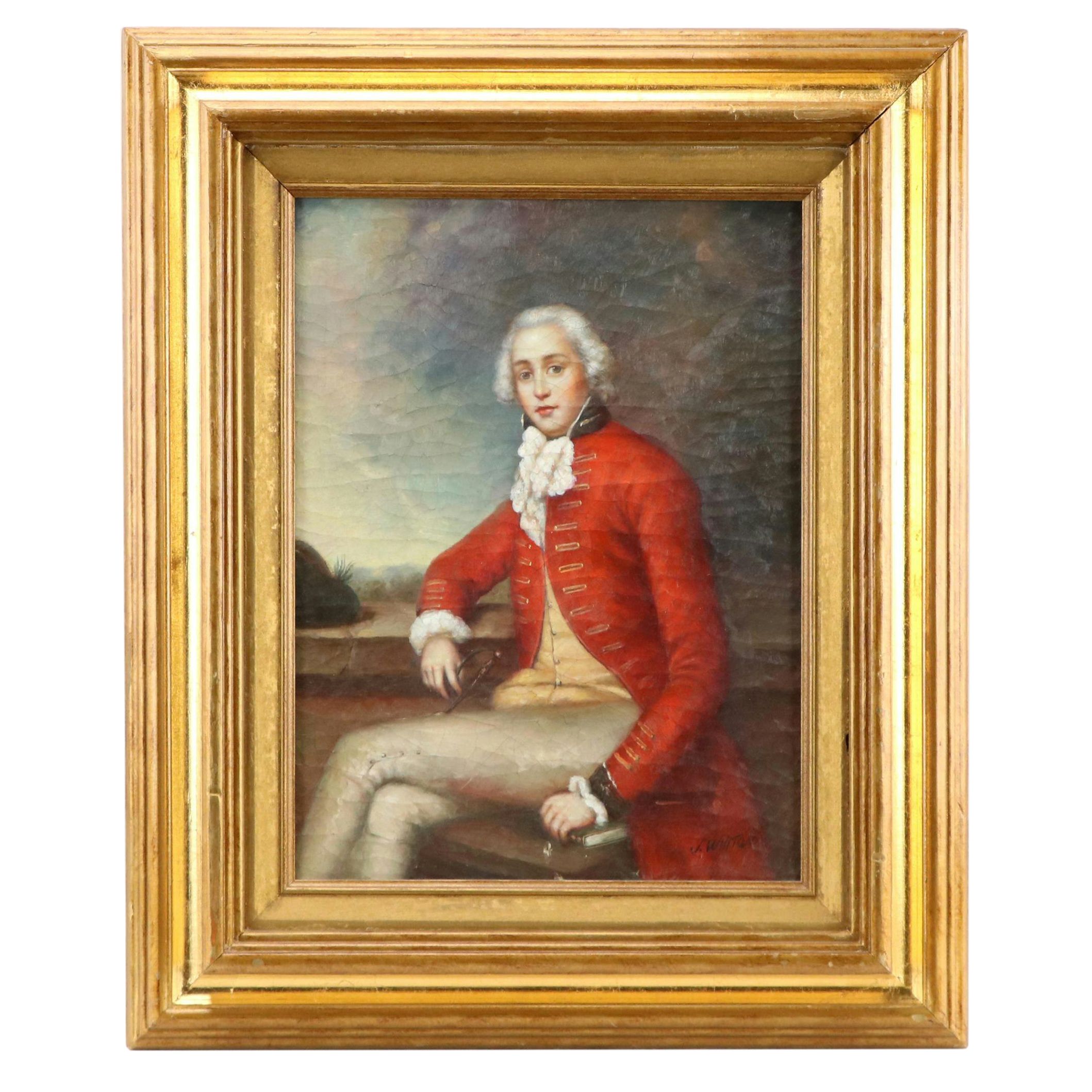 J. Whiton Portrait Oil Painting After Sir Joshua Reynolds "Captain Bligh"