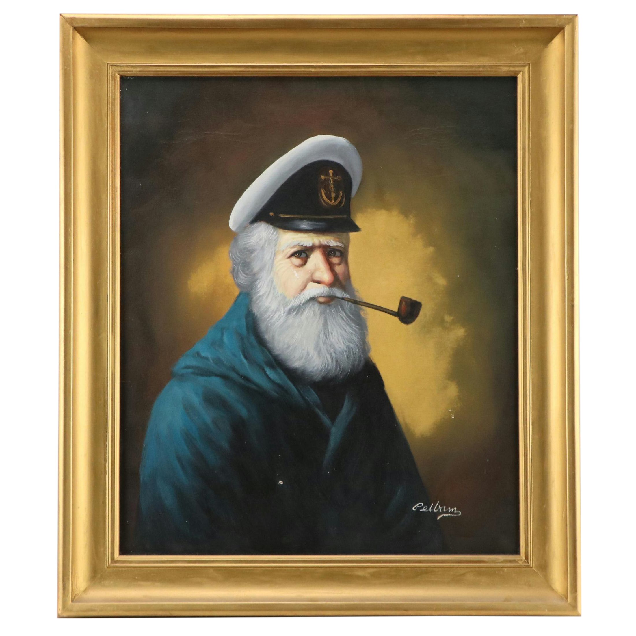 Portrait Oil Painting of Sailor With Pipe