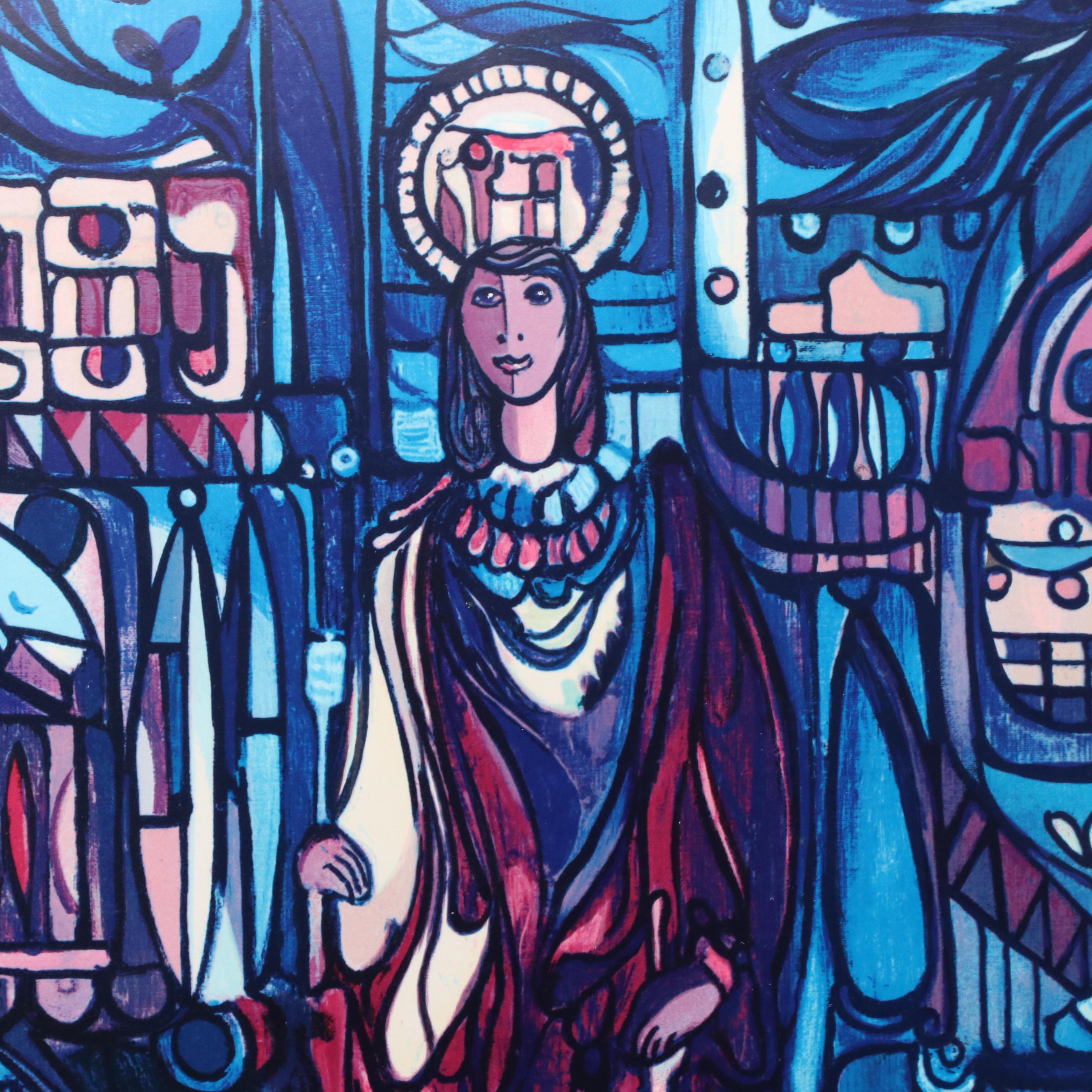 José María Mijares Stylized Figural Serigraph "Santa Barbara," 1978