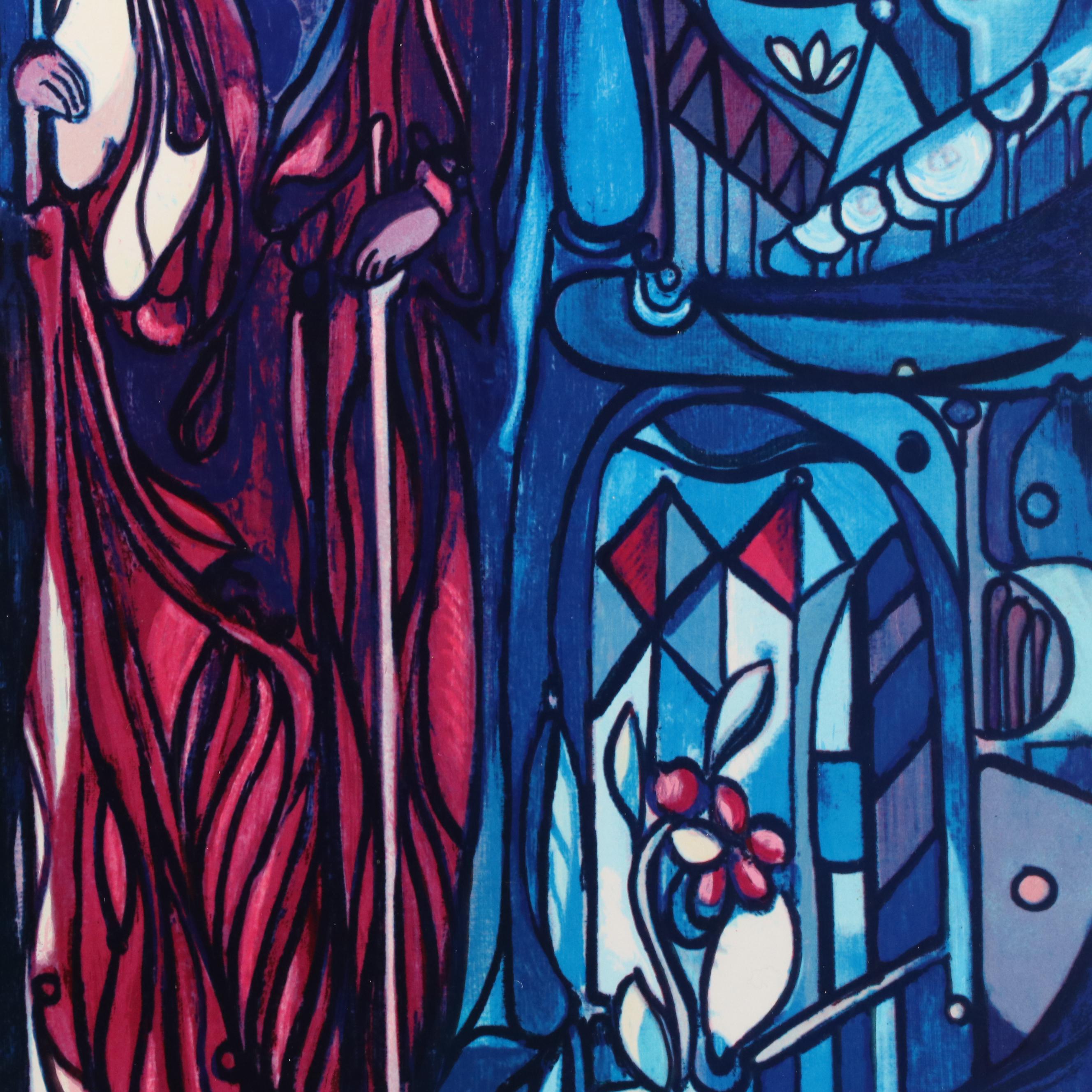 José María Mijares Stylized Figural Serigraph "Santa Barbara," 1978
