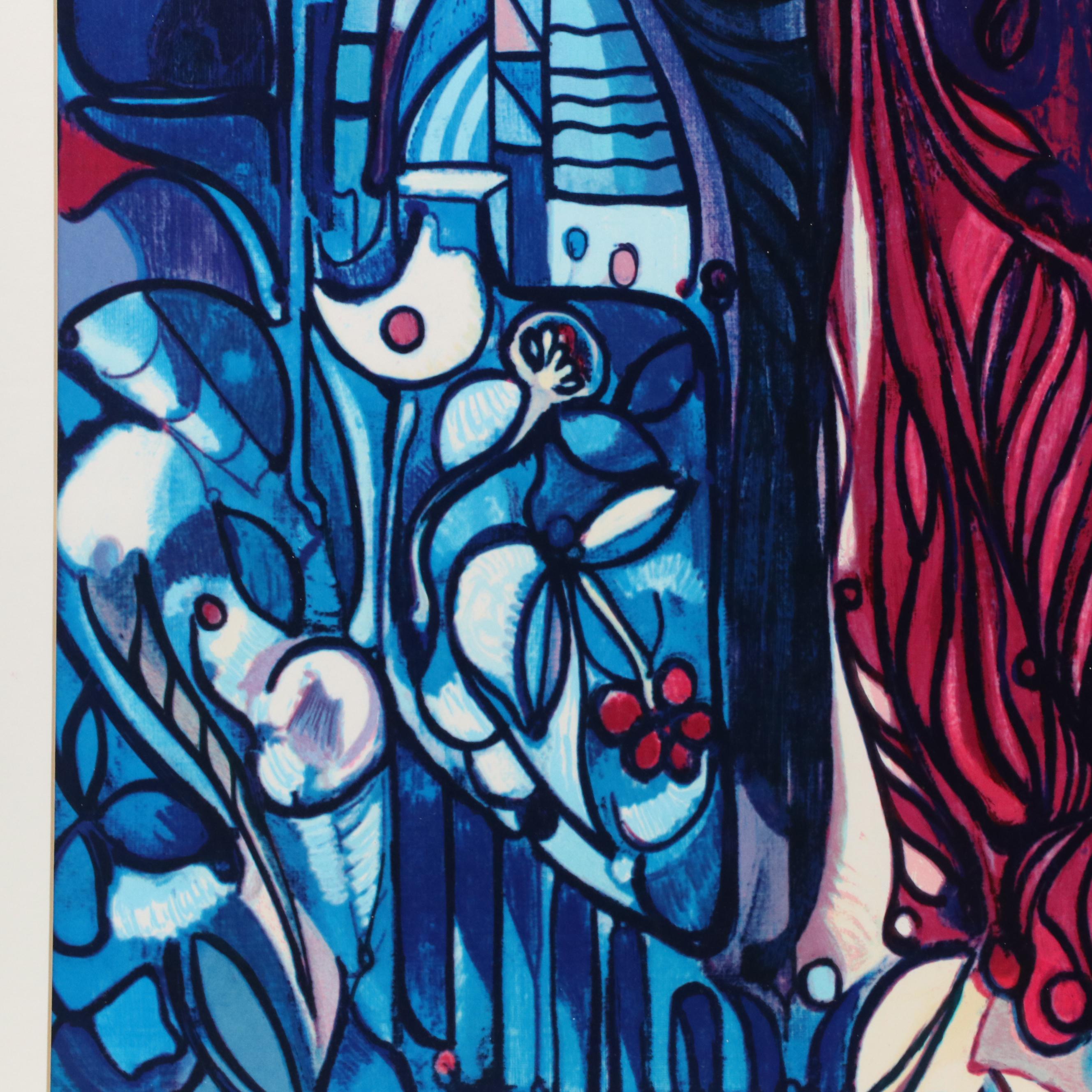 José María Mijares Stylized Figural Serigraph "Santa Barbara," 1978