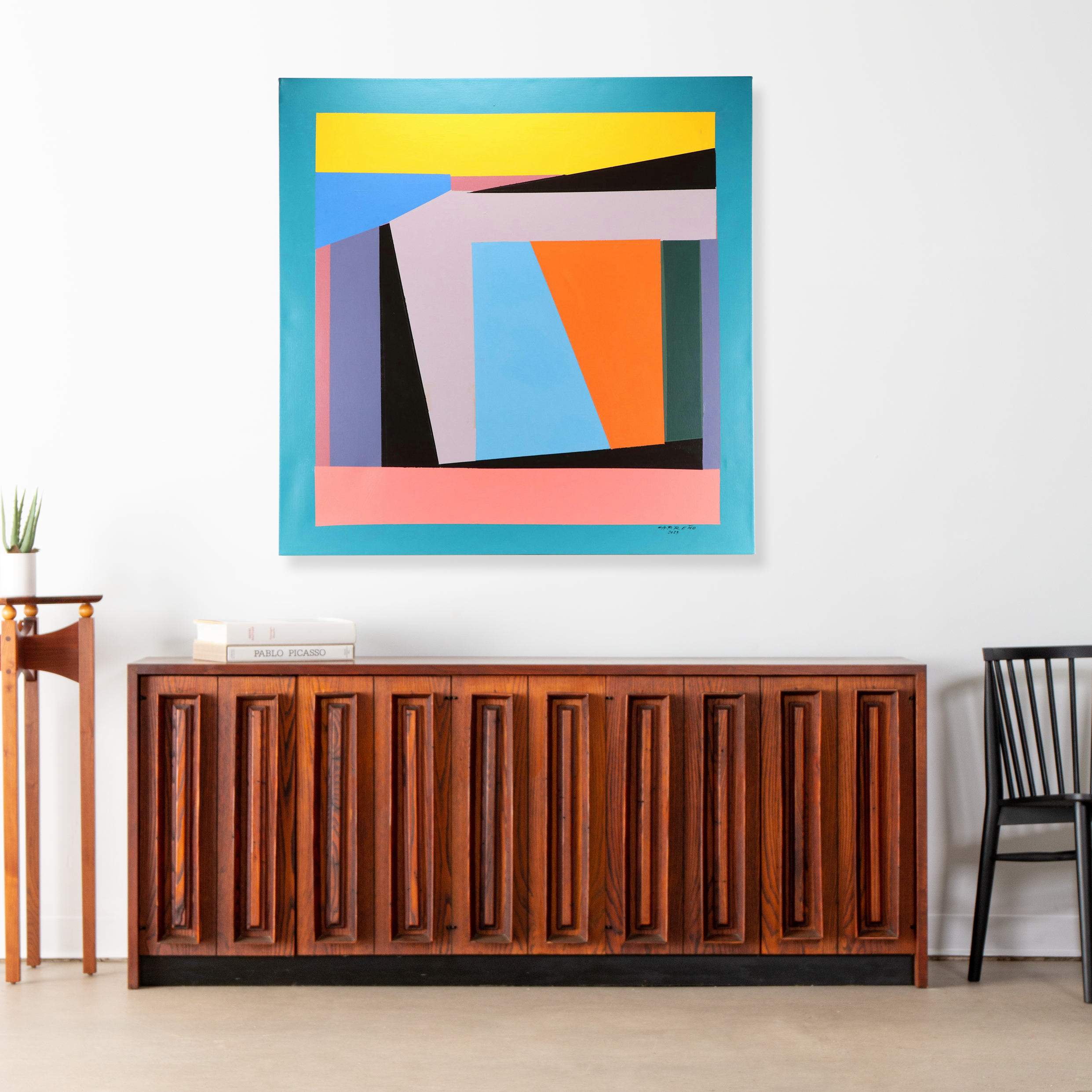 Antonio Carreño Geometric Modernist Acrylic Painting "Composition #4," 2023