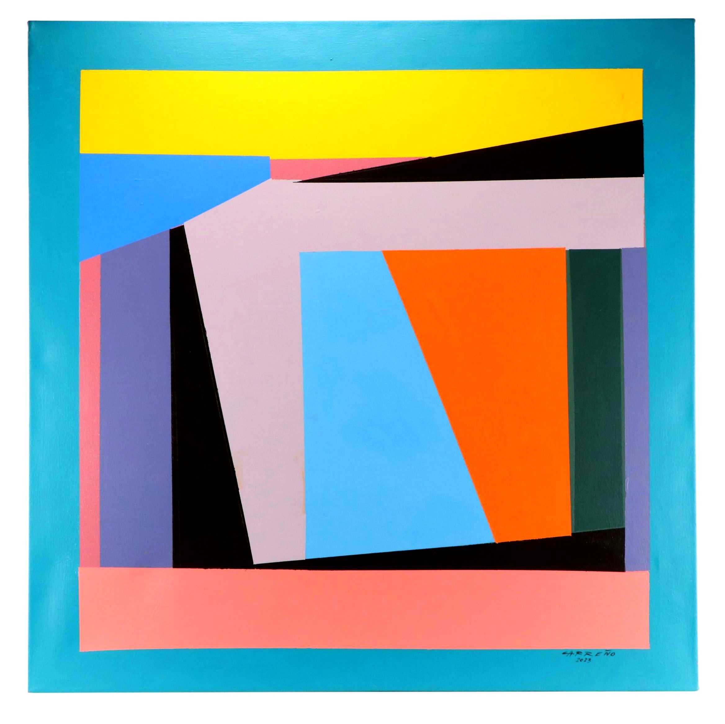Antonio Carreño Geometric Modernist Acrylic Painting "Composition #4," 2023