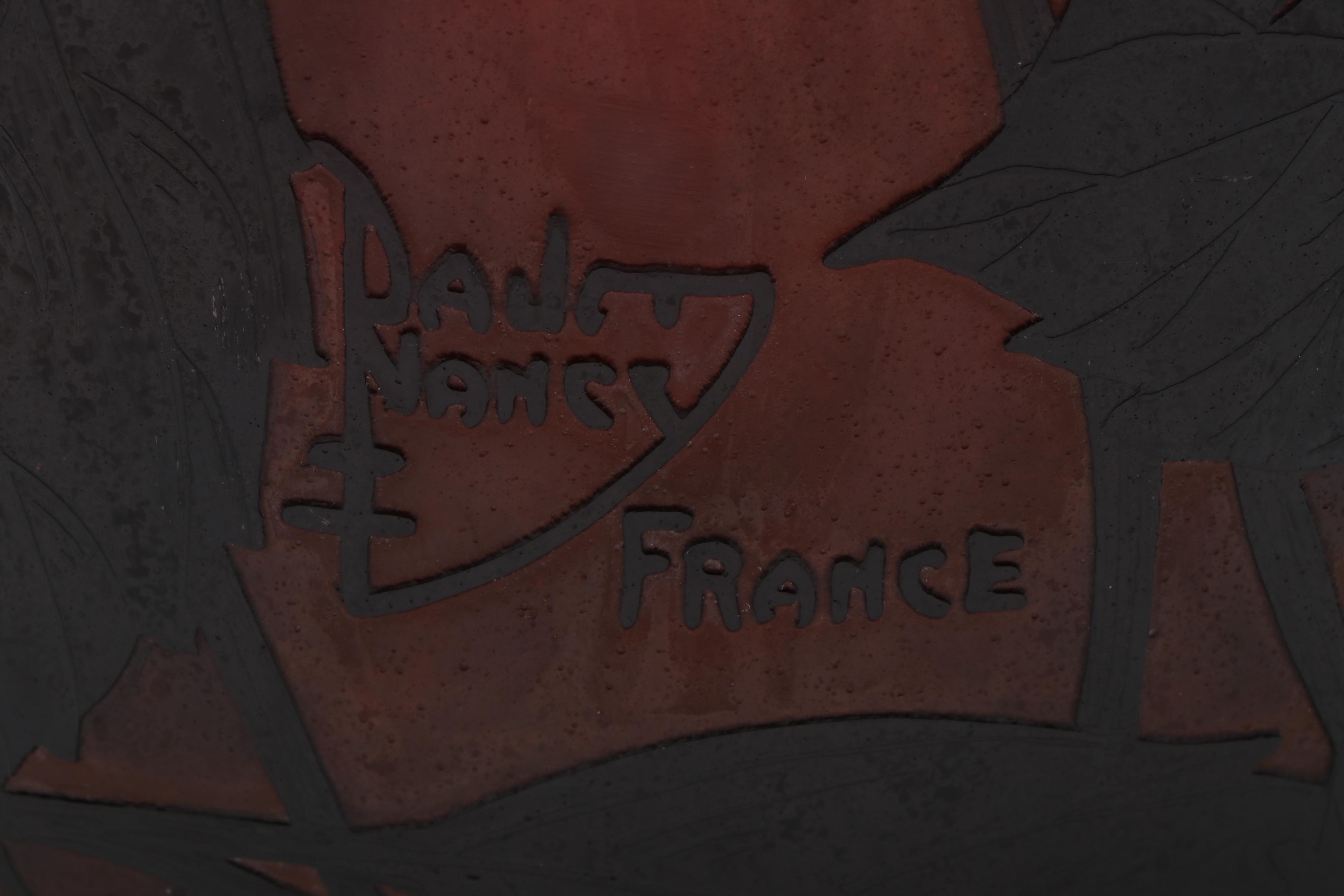 Daum Signed 27” Art Nouveau Cameo Glass Vase, Early 20th Century