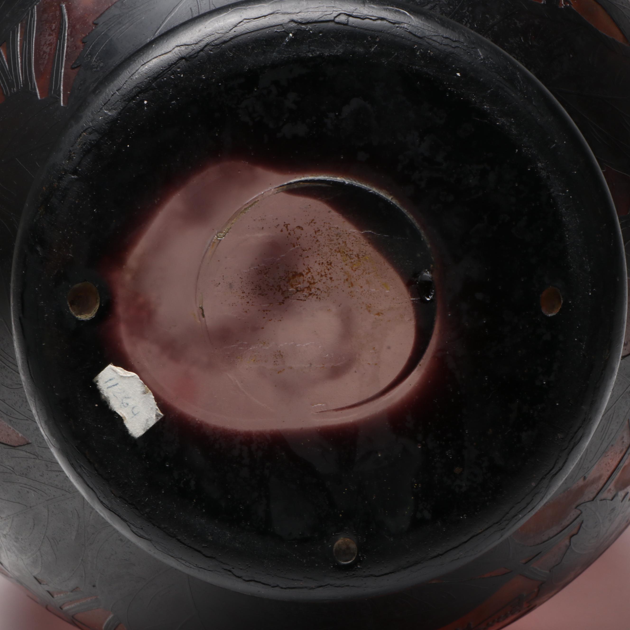 Daum Signed 27” Art Nouveau Cameo Glass Vase, Early 20th Century