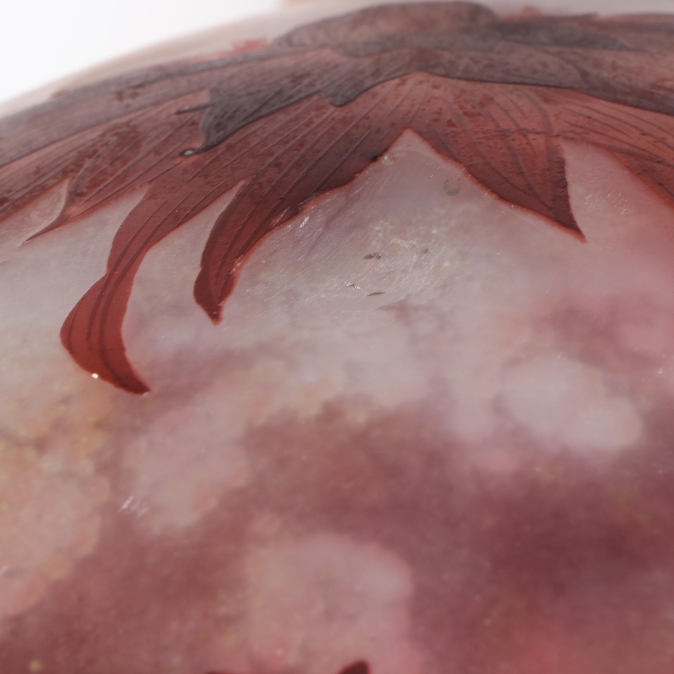 Daum Signed 27” Art Nouveau Cameo Glass Vase, Early 20th Century