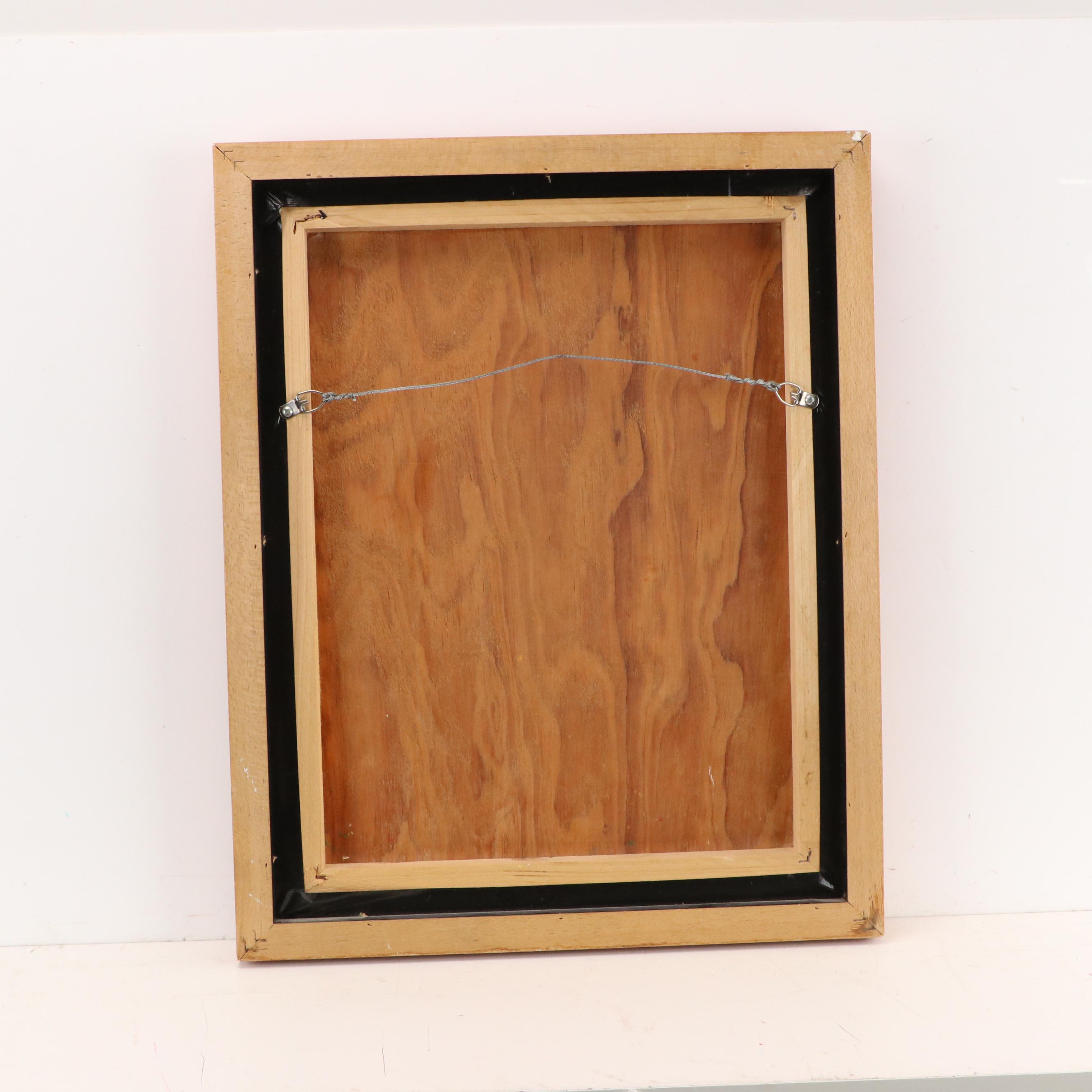 Maury Flores Gómez Stylized Acrylic Painting of Honduran Market Scene, 1972