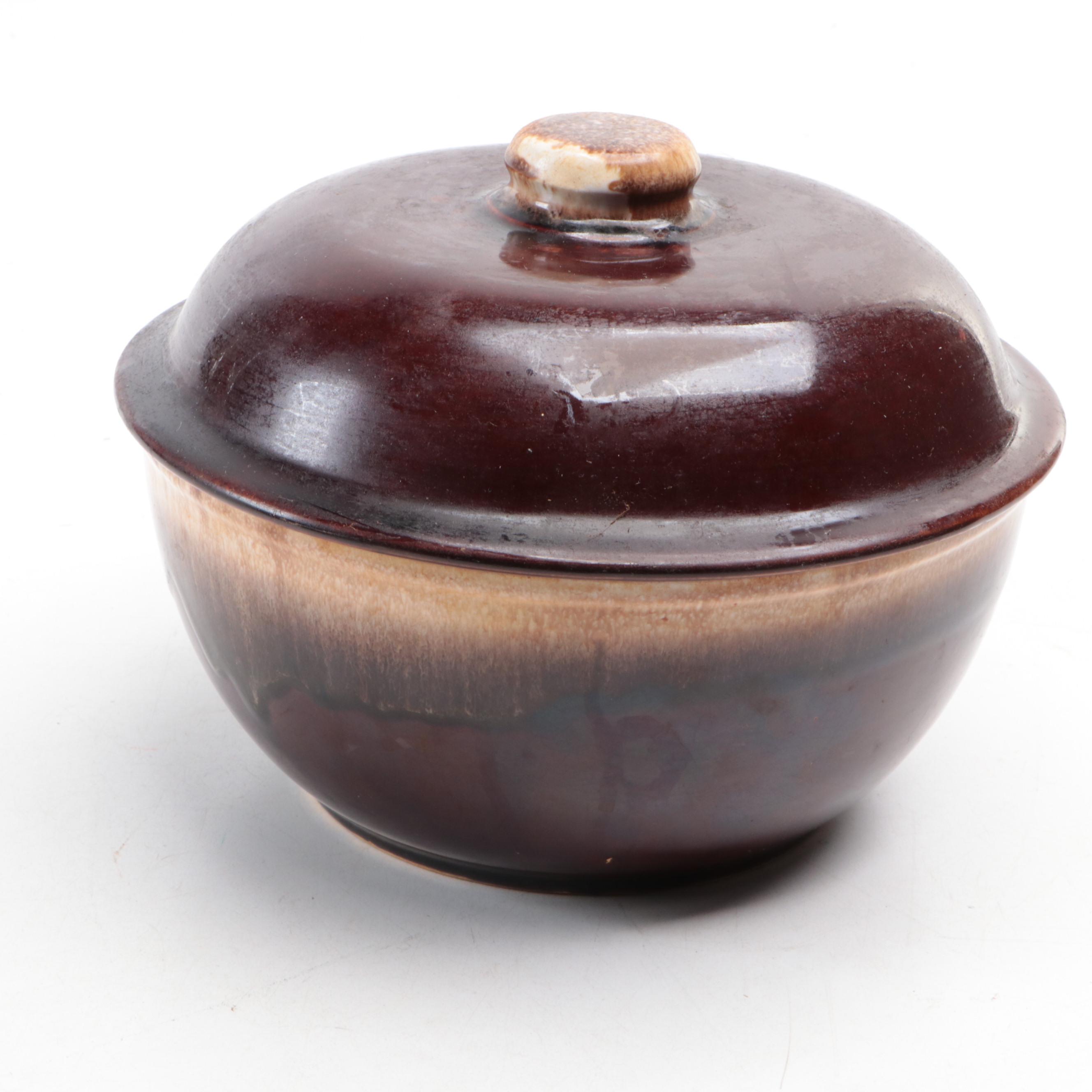 Kathy Kale Pottery Drip Glaze Pitcher and Lidded Bowl, Mid-20th Century