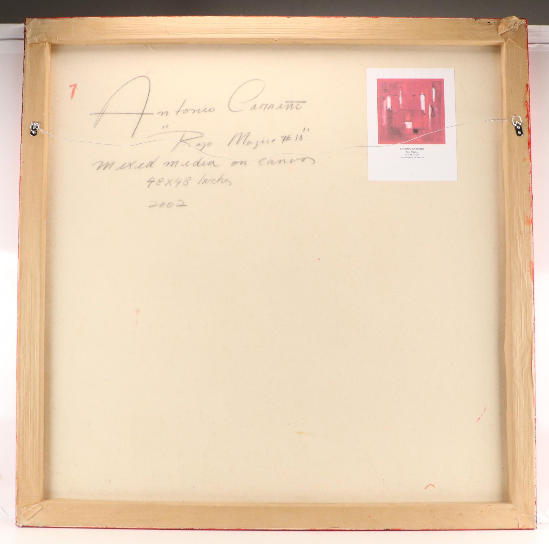 Antonio Carreño Abstract Modernist Mixed Media Painting "Rojo Magico," 2002