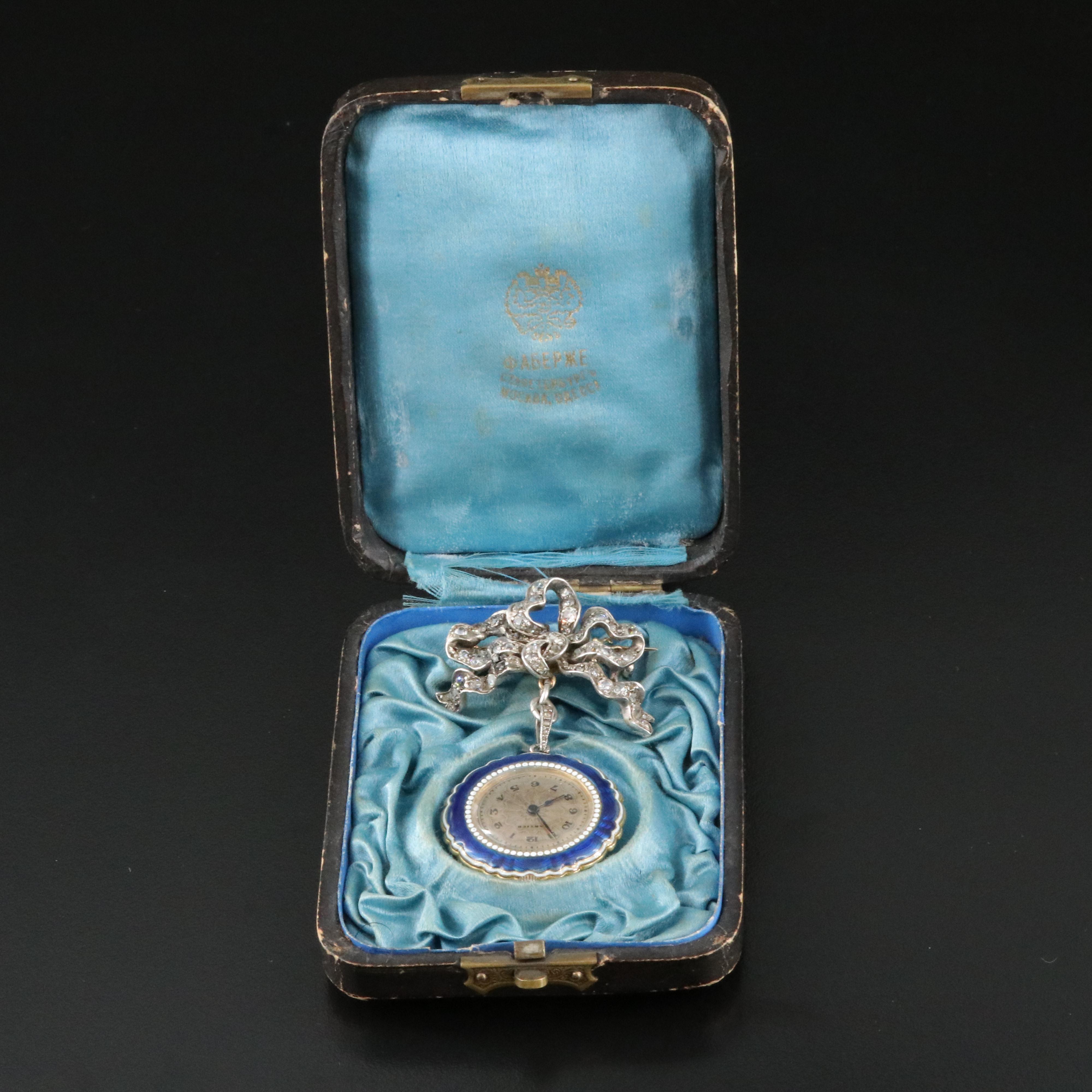 Fabergé 2.50 CTW Diamond Watch Pin with Cartier for Fabergé Pendant Watch