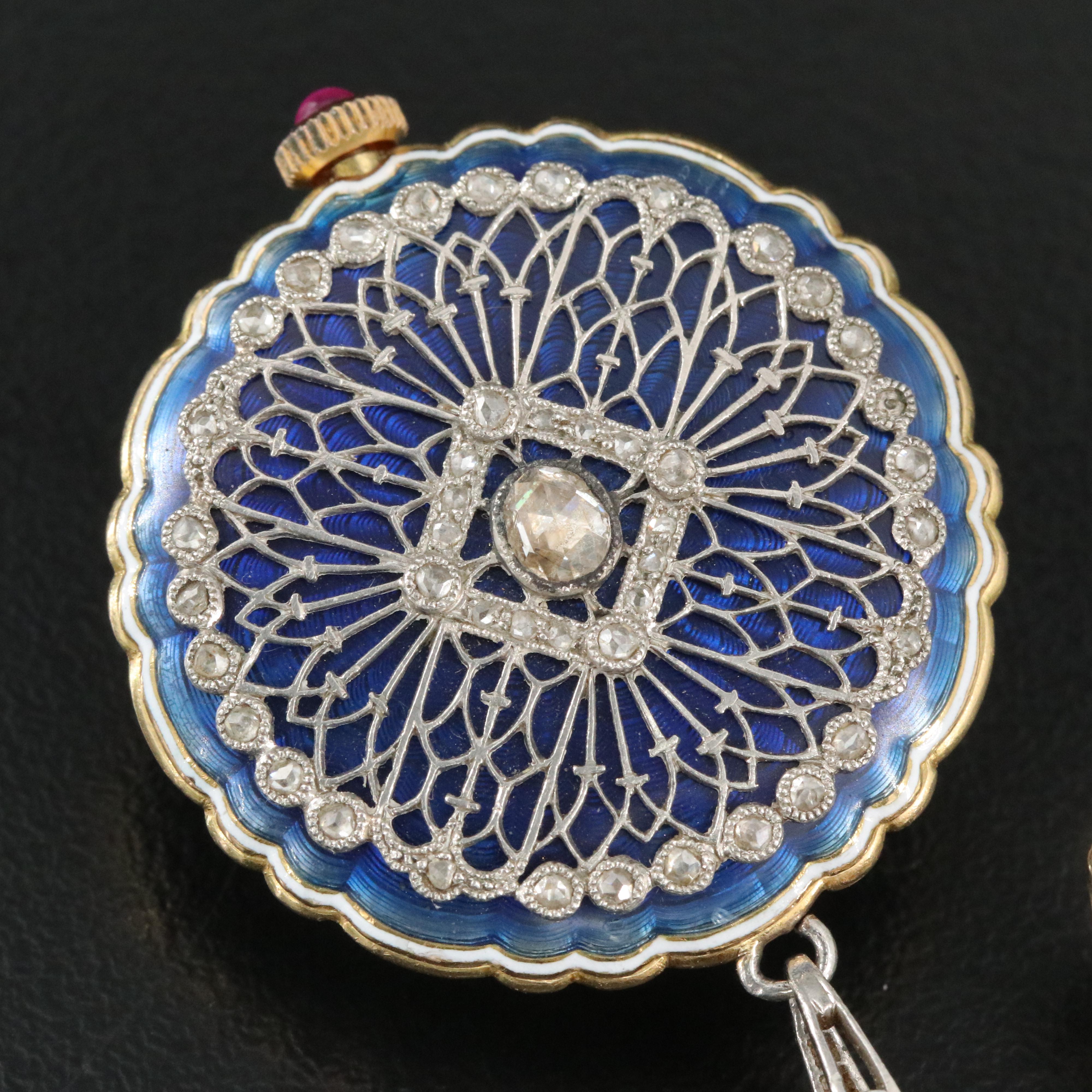 Fabergé 2.50 CTW Diamond Watch Pin with Cartier for Fabergé Pendant Watch