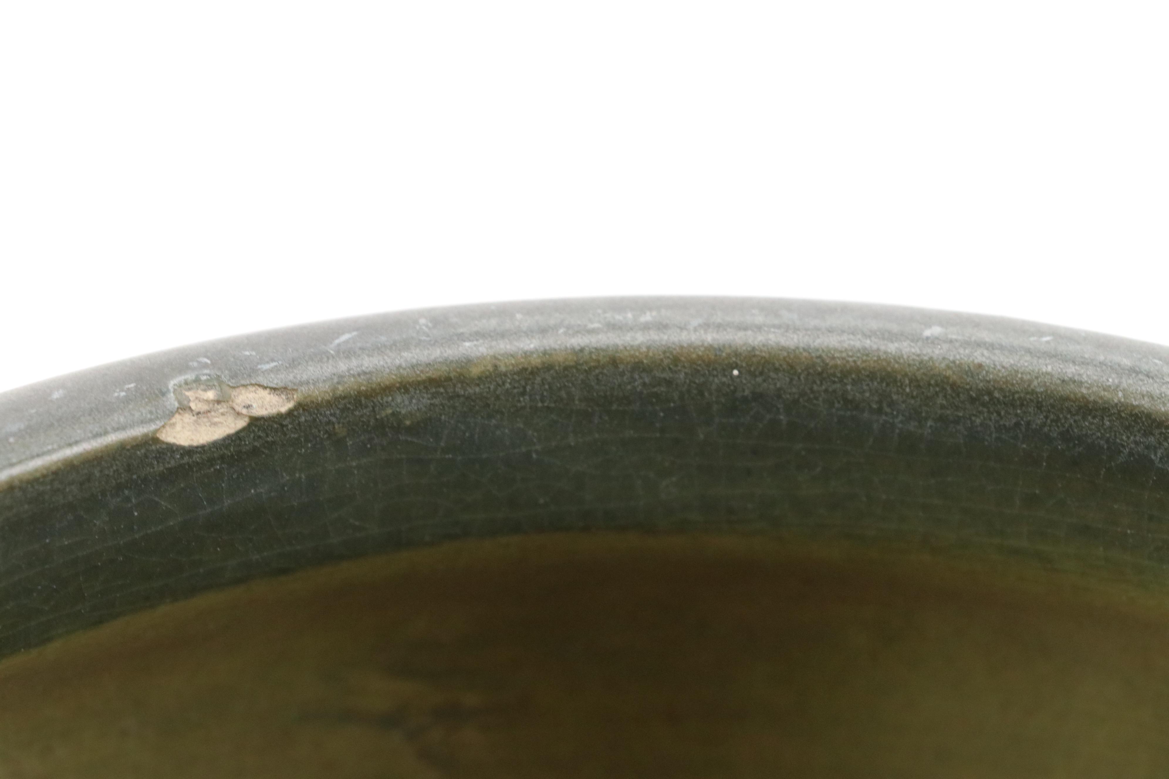 Roseville "Dogwood" Ceramic Jardinière and "Wisteria" Vase with Other Metal Vase